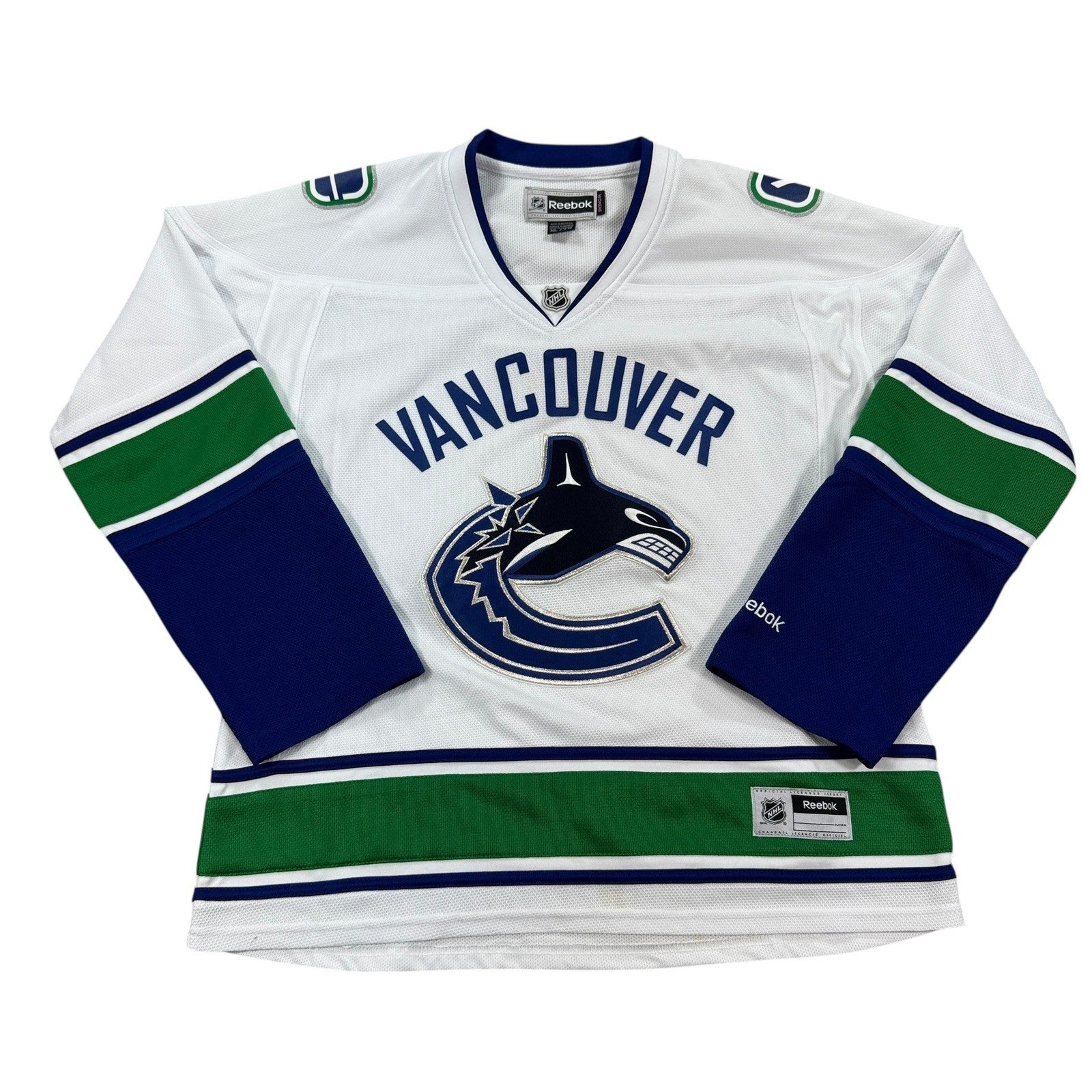 Reebok Vancouver Canucks Hockey Jersey Premier Women's XL White Blue Green