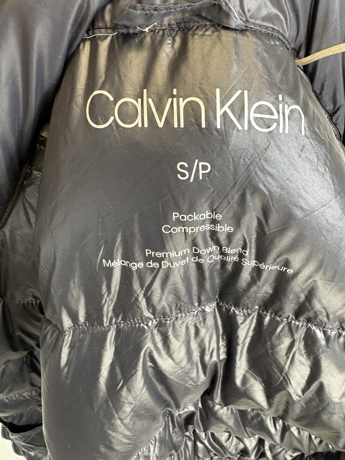 Calvin Klein Puffer Down Jacket Womens Small Black Lightweight Quilted Zip Up