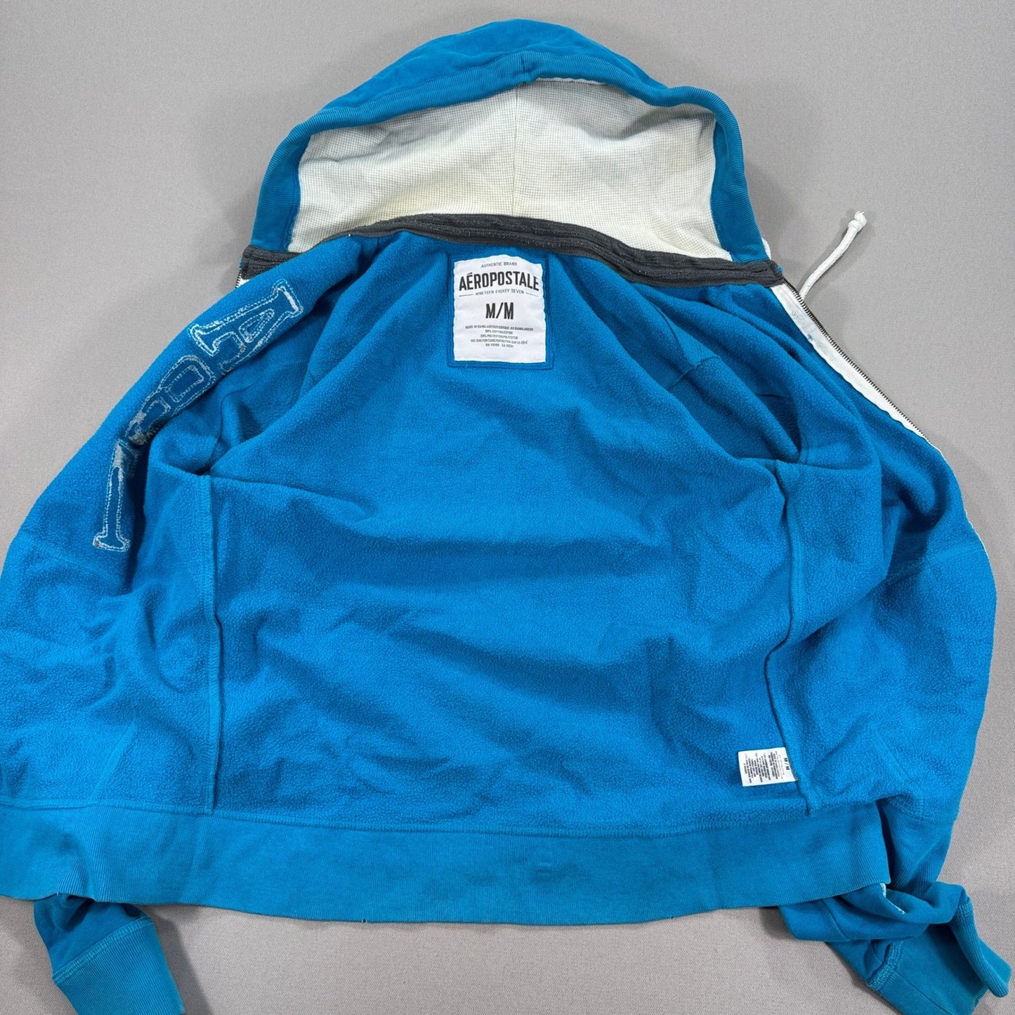 Aeropostale 87 Athletic Full Zip Sweater Womens Medium Blue Sweatshirt Logo