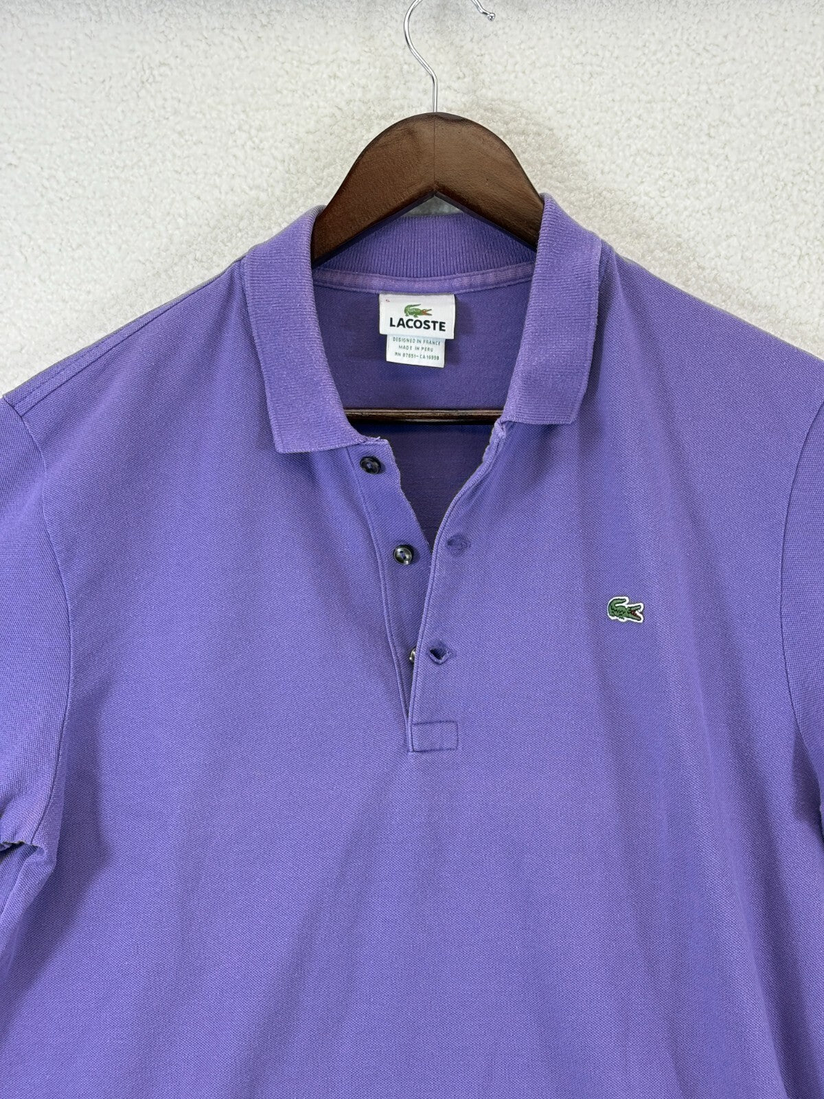 Lacoste Polo Shirt Mens 5 Purple Classic Fit Crocodile Embroidered