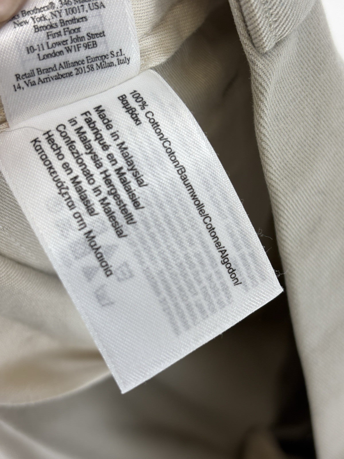 Brooks Brothers Chino Pants Mens 44x30 Beige Advantage Clark Fit NEW