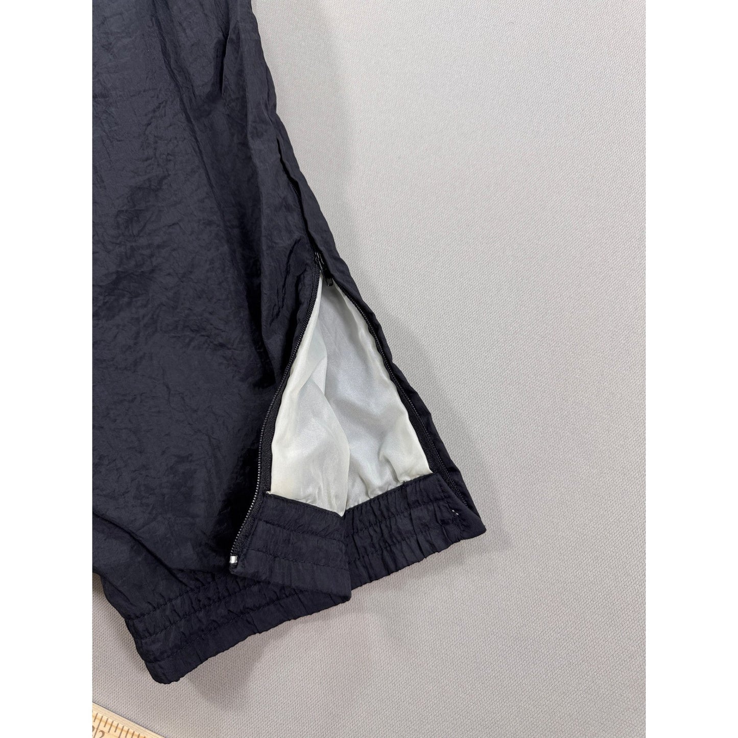 Vintage Adidas Track Pants Mens XL Black Nylon Ankle Zip Drawstrings Windbreaker