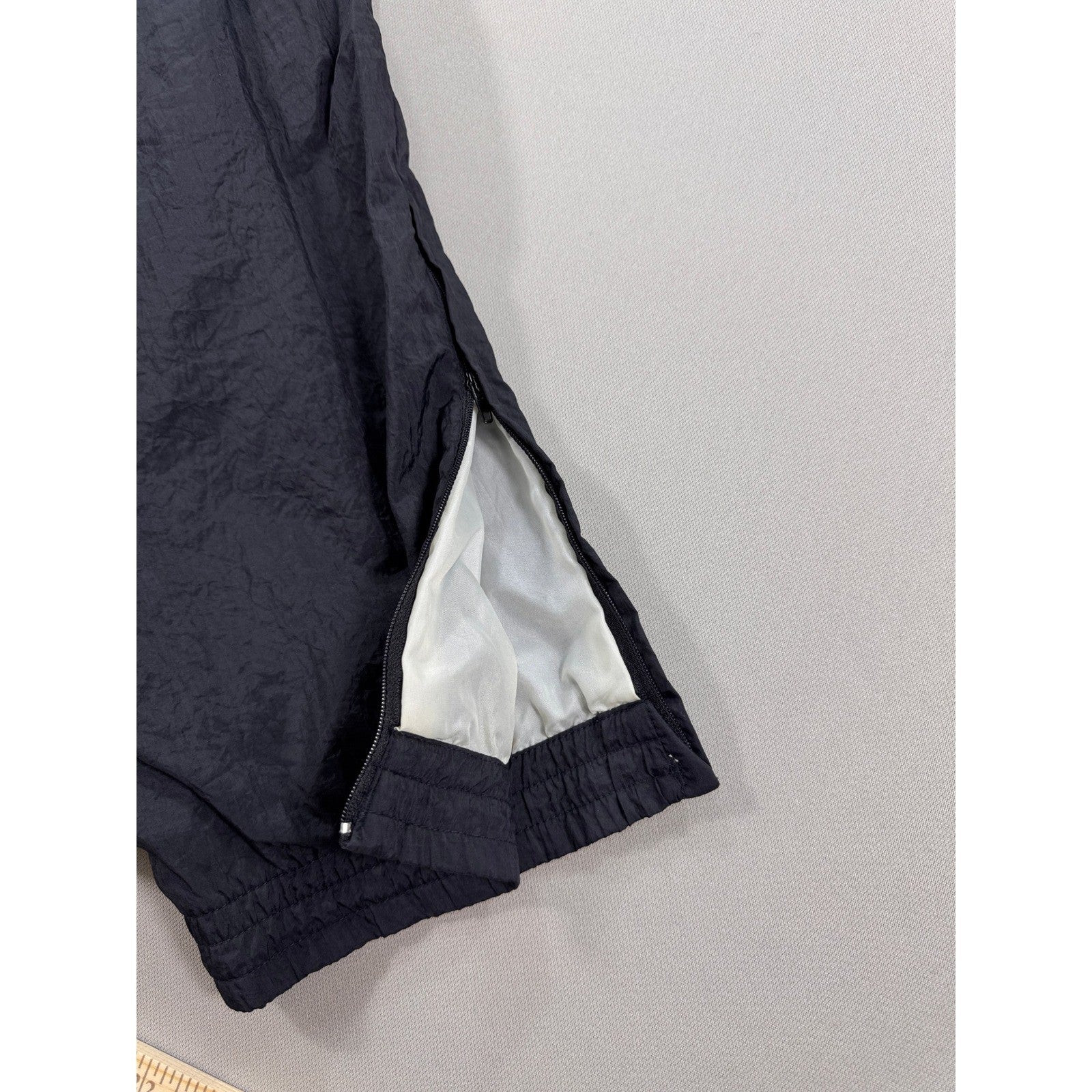 Vintage Adidas Track Pants Mens XL Black Nylon Ankle Zip Drawstrings Windbreaker