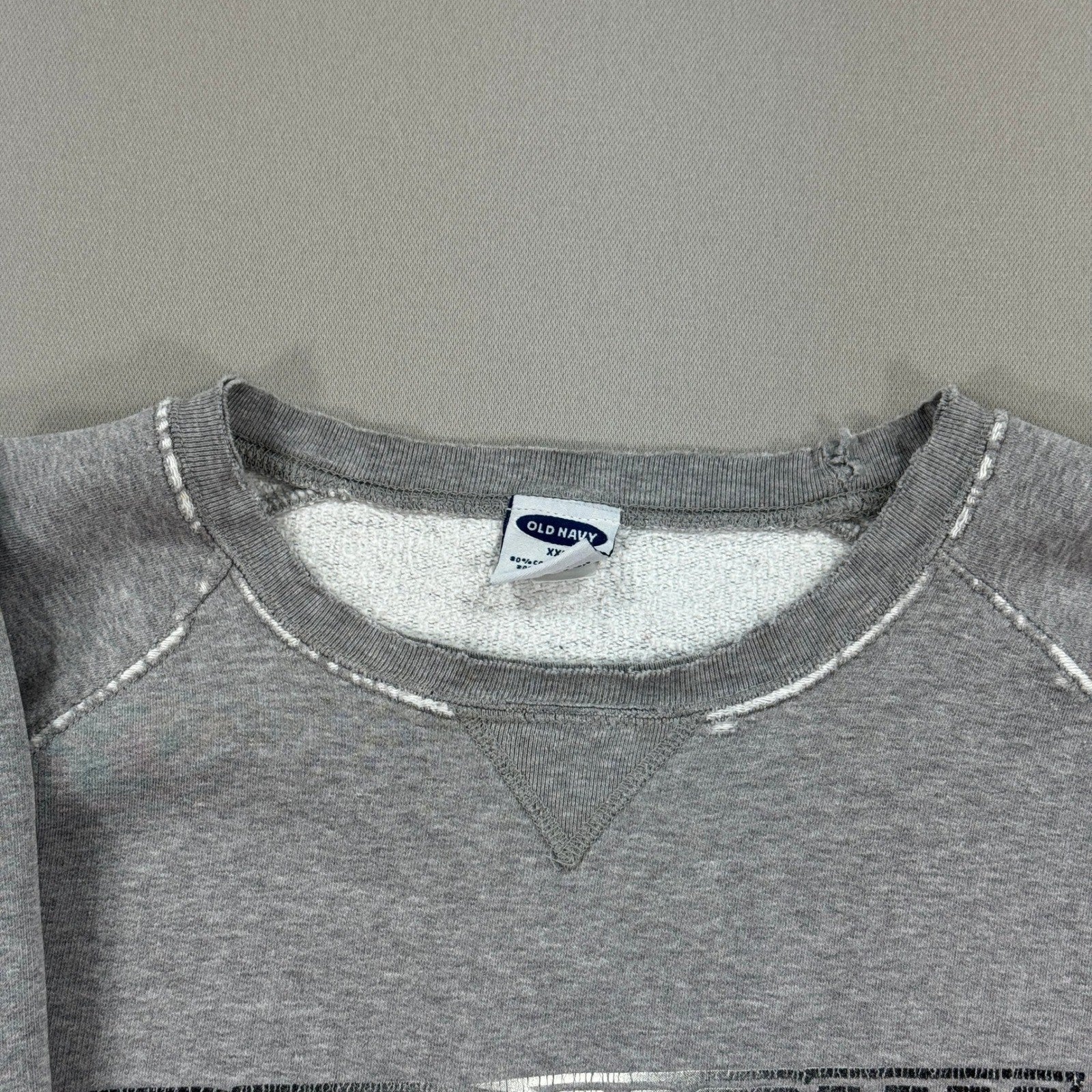 VIntage Old Navy Sweatshirt Distressed Faded Spell Out Mens 2XL Crewneck Y2K