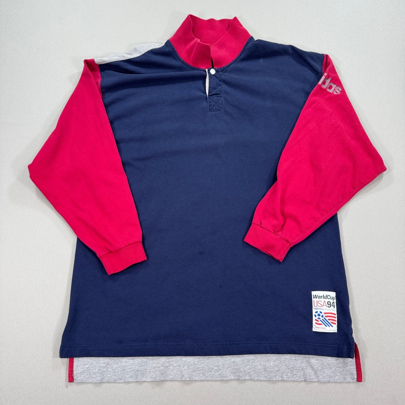 Vintage 90s Adidas World Cup USA 94 Retro Polo Shirt Mens M Long Sleeve Patch
