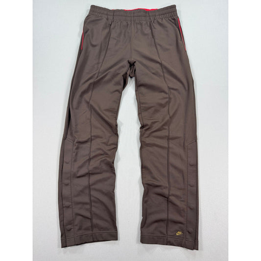 Nike Track Pants Red Tab mens Large Brown Gold Logo Sweatpants Zipped Pockets