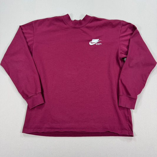 Nike Block Futura Logo Burgundy Long sleeve Shirt Medium The Nike Tee Pre-owned