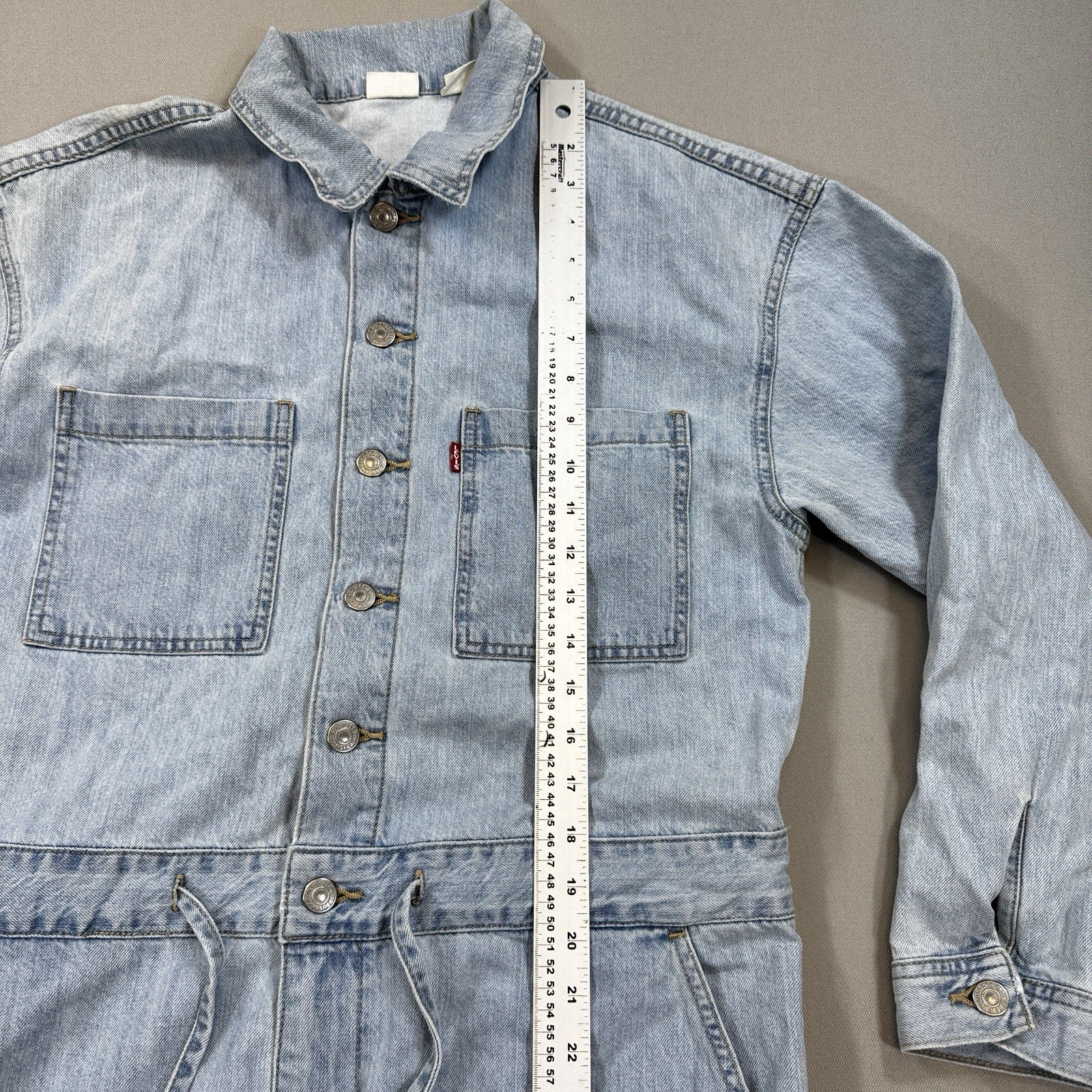 Levi's Iconic Jumpsuit Womens Small Light Wash Denim Coverall Utility Relaxed