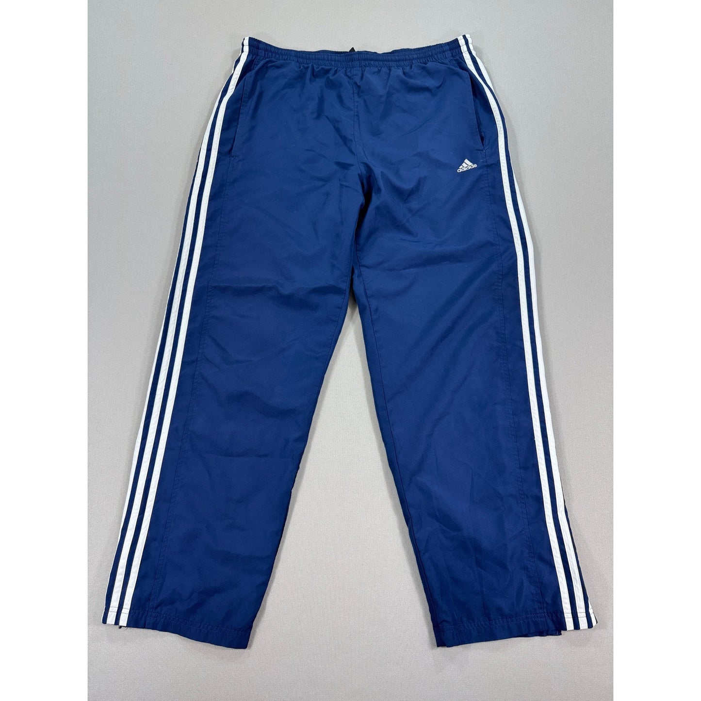 VTG Adidas Baggy Track Pants 3 Stripe Zipped Ankle mens Medium Blue