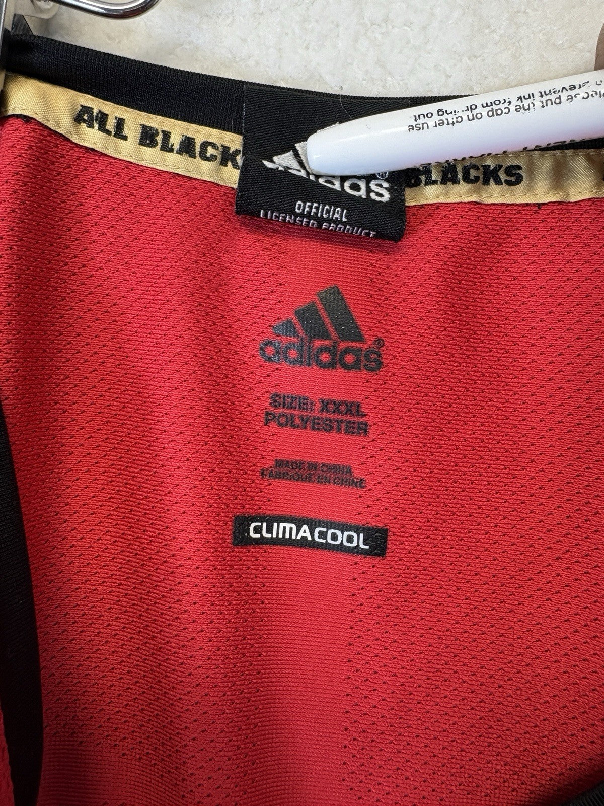 Adidas All Blacks New Zealand Rugby Training Red Jersey Climacool Mens 3XL