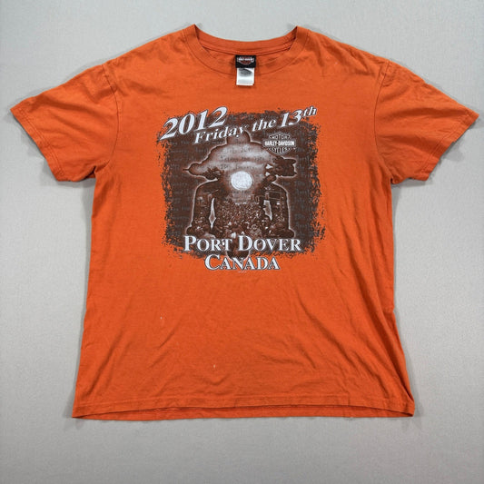Harley Davidson T-Shirt 2012 Port Dover Friday The 13 mens XL Orange