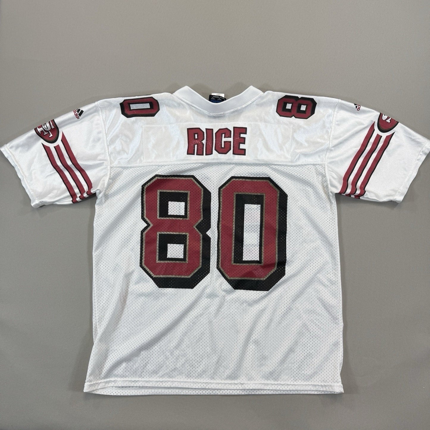 Vintage 90s Adidas Jerry Rice SF 49ers Jersey mens Large White Made In Canada