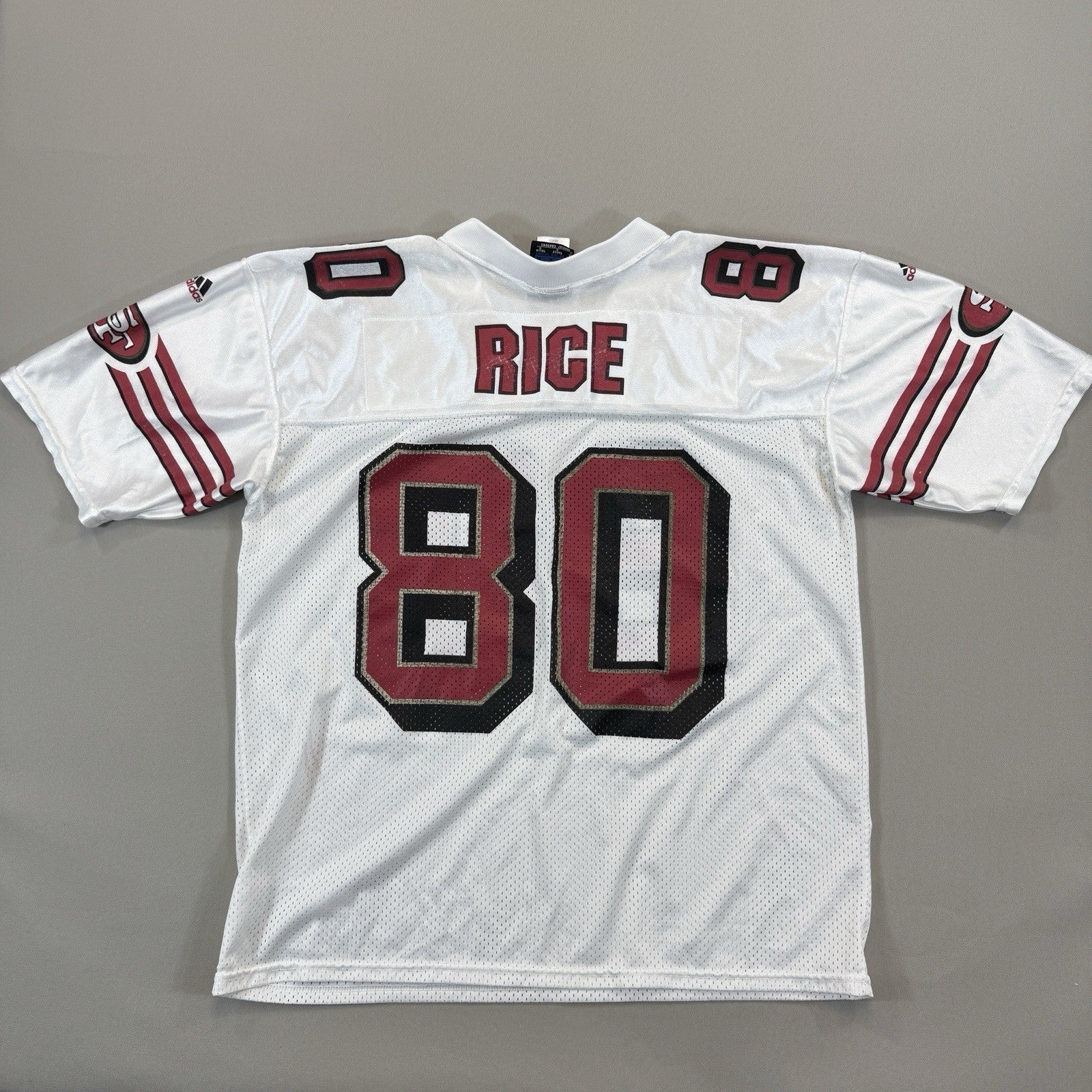 Vintage 90s Adidas Jerry Rice SF 49ers Jersey mens Large White Made In Canada