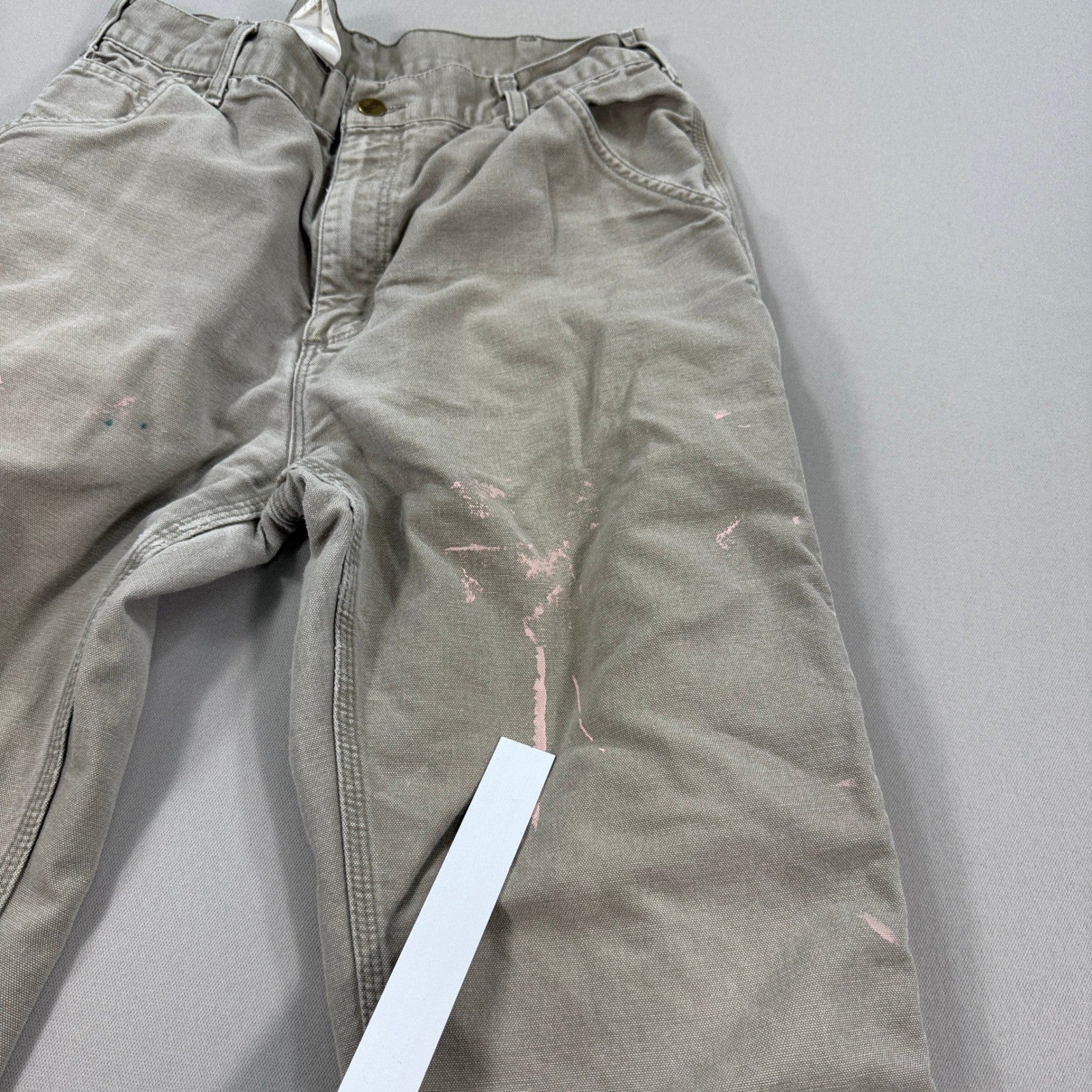 Vintage Carhart B11 Pants Mens 34x30 Beige Duck Canvas Distressed Wideleg