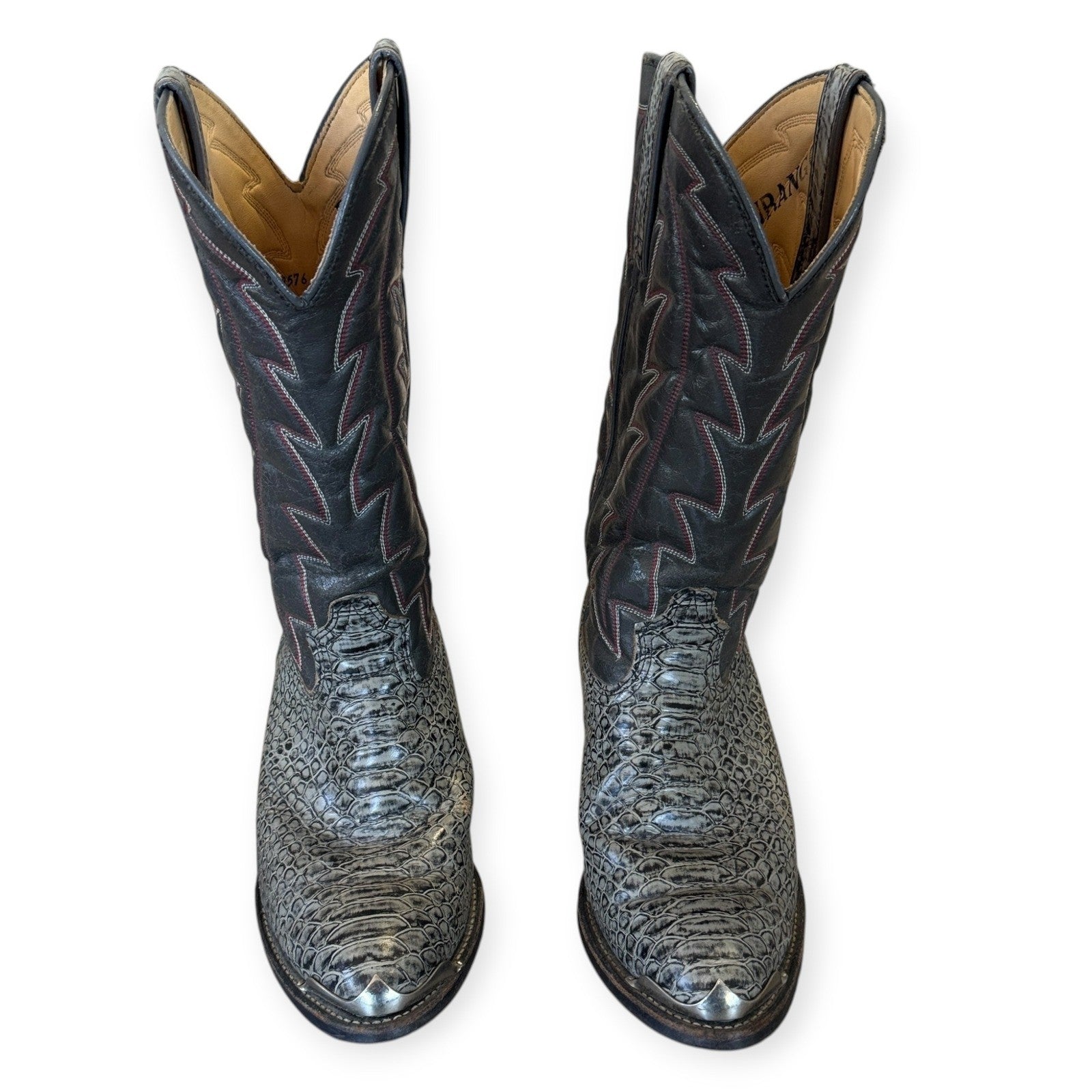 Durango Python Cowboy Boots Mens 8.5 Gray Snakeskin Leather Western