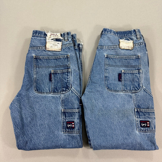 2 Pairs Vintage PHAT FARM Carpenter Jeans mens 34x33/34x34 Light Wash Denim Y2K