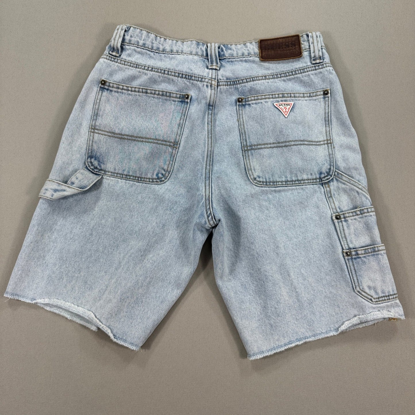 Guess Originals Carpenter Jean Shorts mens Sz 29 Denim Raw Hem Light Wash Baggy