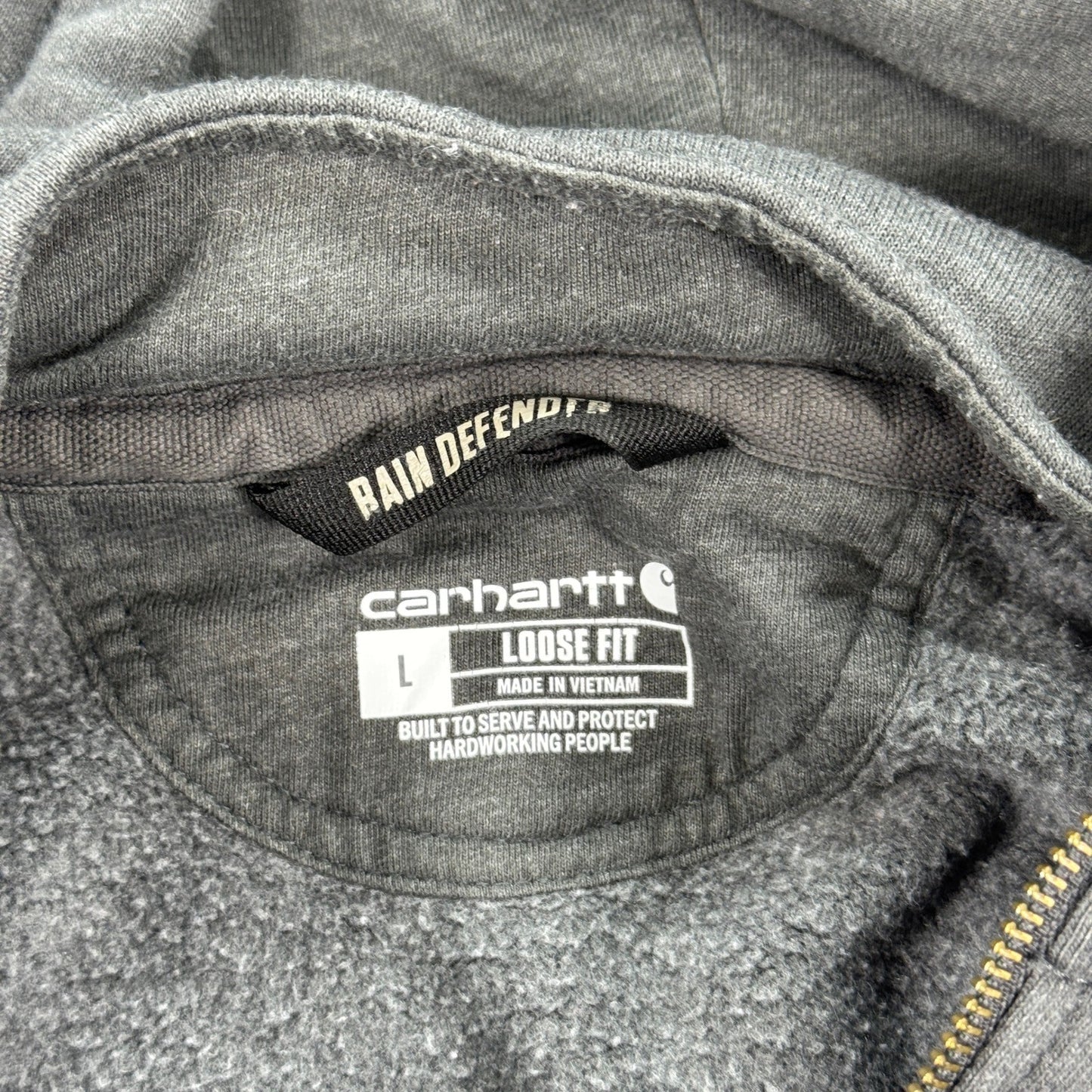 Carhartt Rain Defender Hoodie Loose Fit Quarter Zip Fleece Lined mens L ts0617