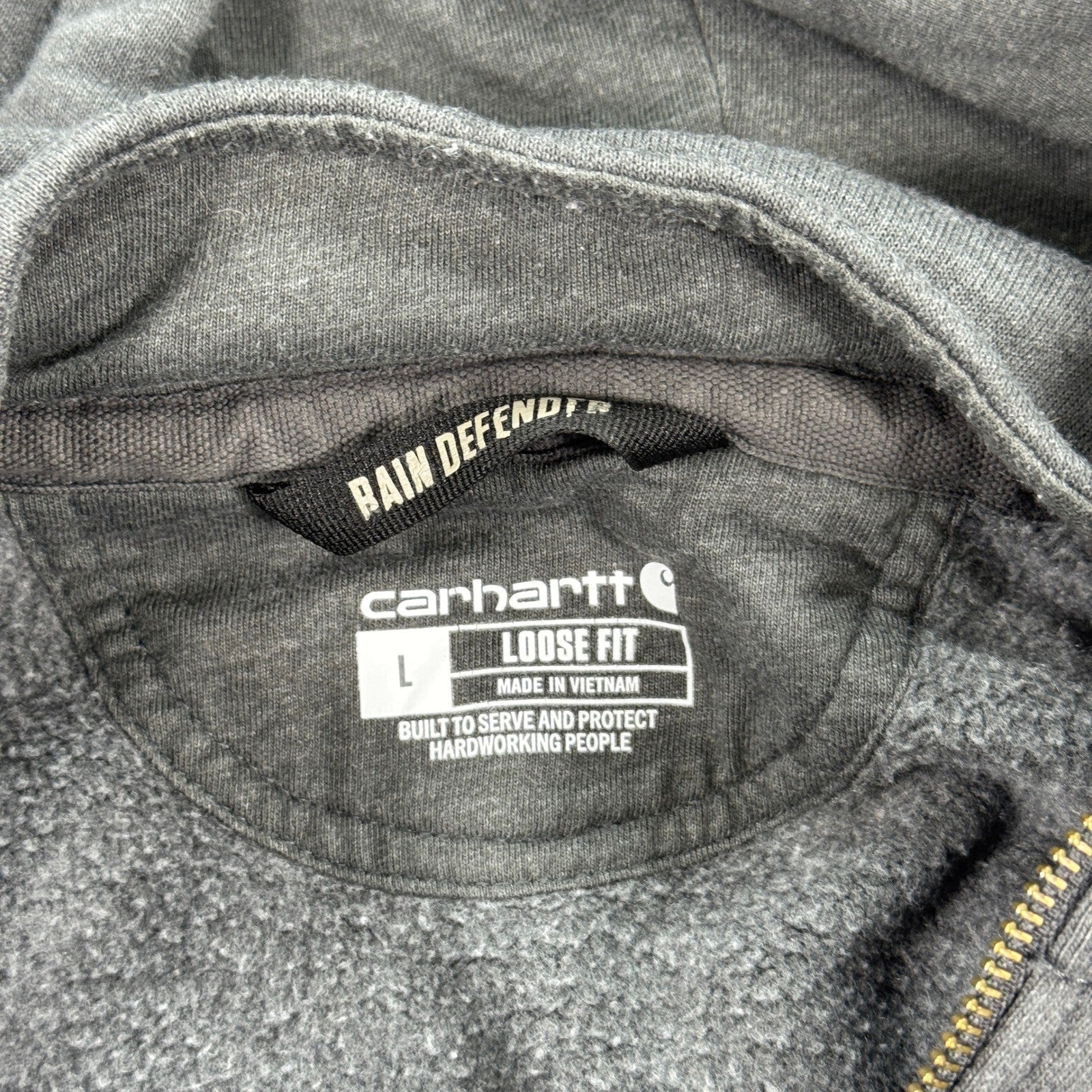 Carhartt Rain Defender Hoodie Loose Fit Quarter Zip Fleece Lined mens L ts0617