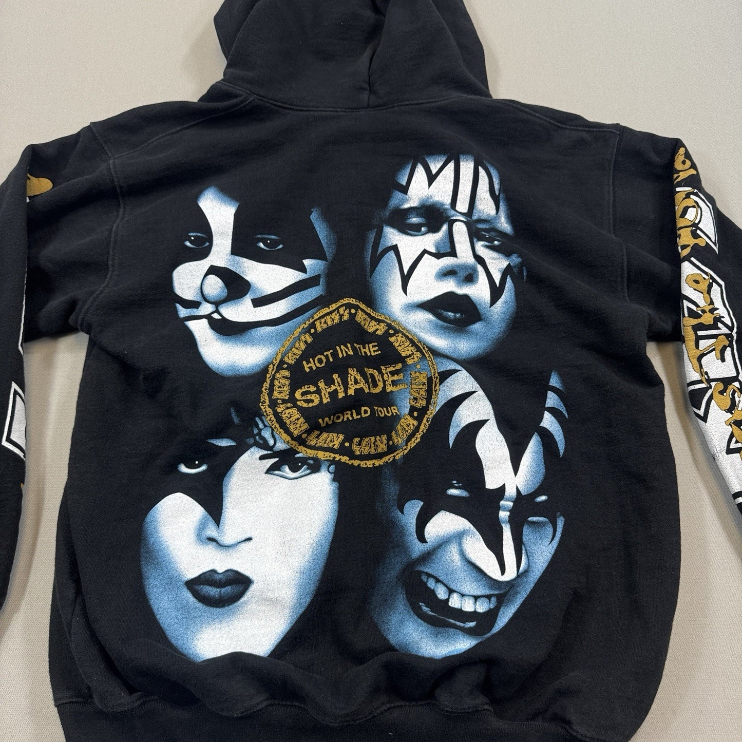 VTG Kiss Hot In The Shade Hoodie Mens Large Black Full Zip The Roxx 90's
