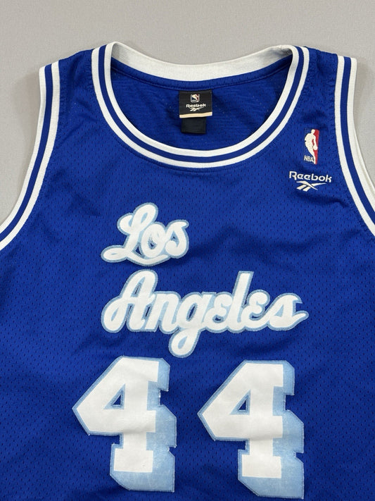 Vintage Reebok Los Angeles Lakers Jerry West #44 mens 2XL Blue Jersey Length +2