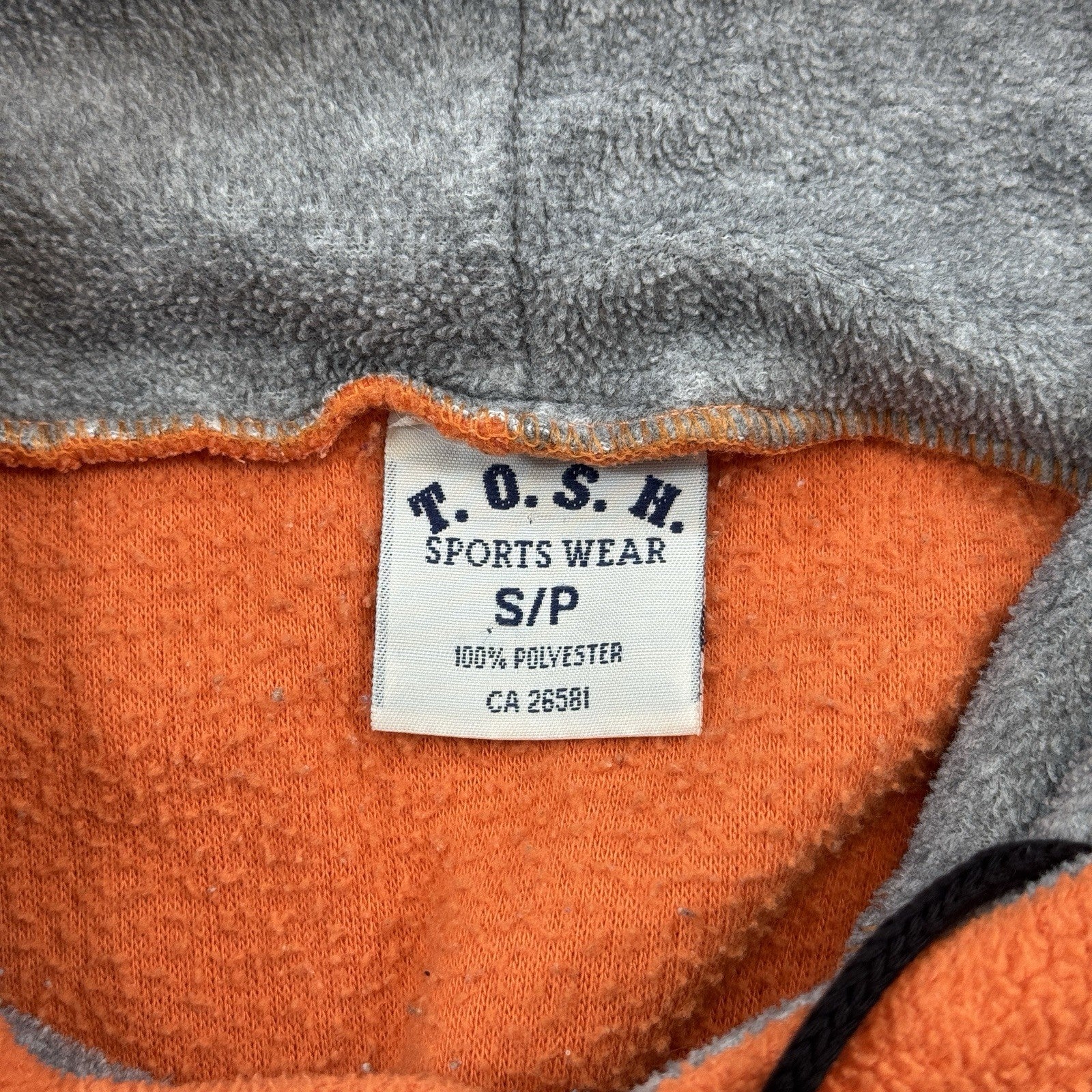 Vintage Gap Hoodie mens Small Orange Spell Out Pullover Fleece Made In Canada