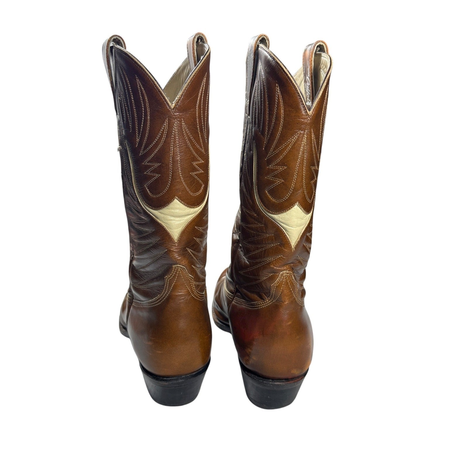 Don Quijote Cowboy Boots mens Size 11.5 Brown Leather Pointed Cut Out