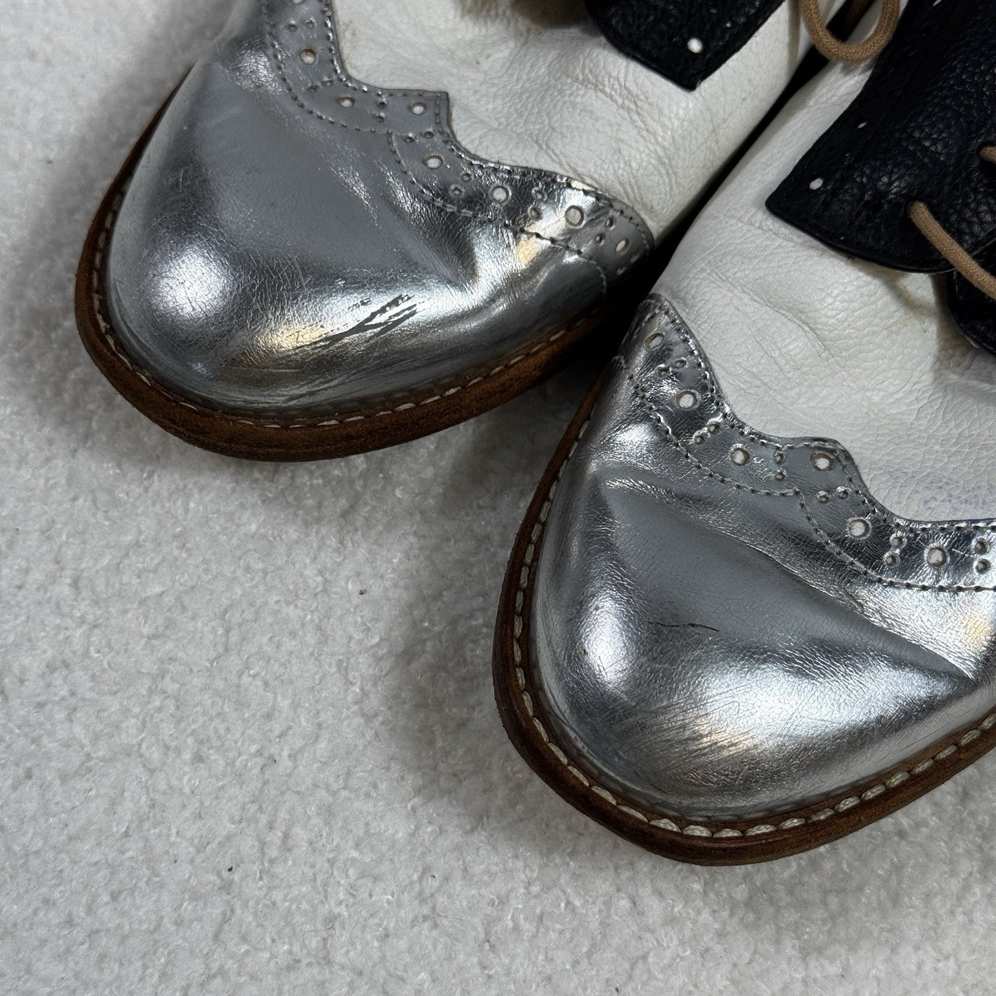 Peter Kaiser Lace Up Shoes Womens Size 5.5 Black Silver Elegant Leather Loafer