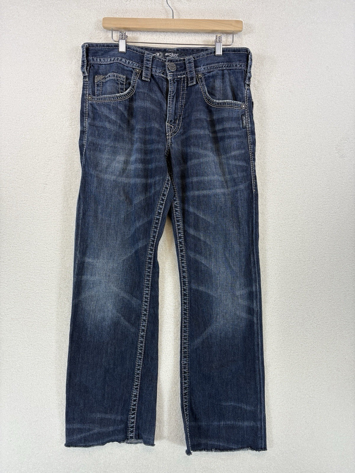 Silver Jeans Zac Blue Denim Relaxed Fit Mens 32x30  Straight Leg Dark Wash