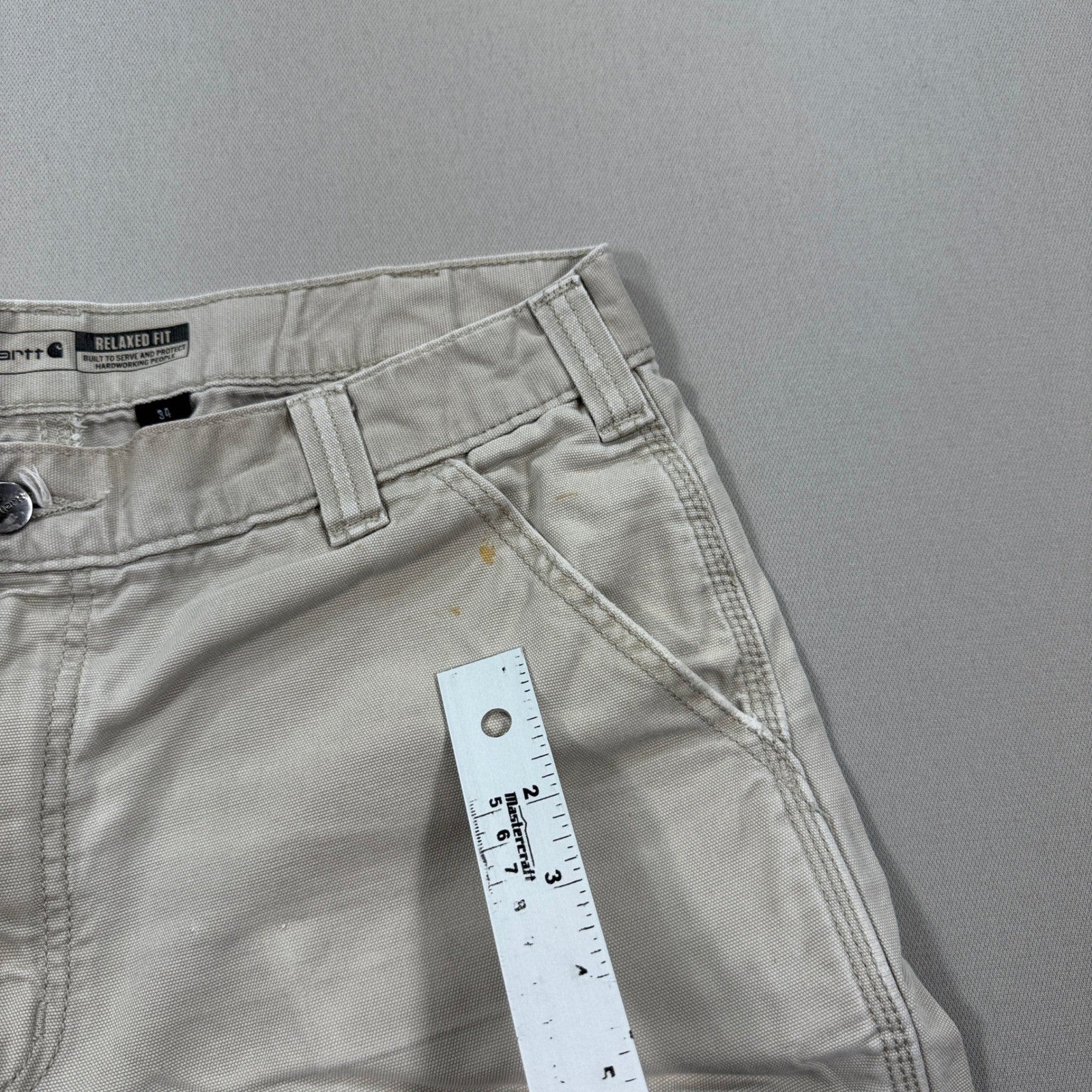 Carhartt Relaxed Fit Tan Canvas Work Shorts mens 34 Rugged Heavy Duty Outdoor