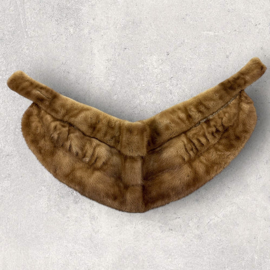 Vintage Reid & Forte Mink Fur Collar Shawl Brown Womens Elegant