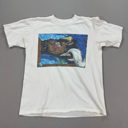 Vintage 90s Art T Shirt Mens Medium Graphic Print Fantasy Gildan Heavy WWeight