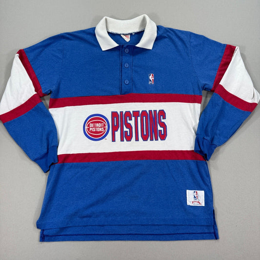 Vintage Detroit Pistons Polo Shirt Nutmeg Mills mens Large Basketball