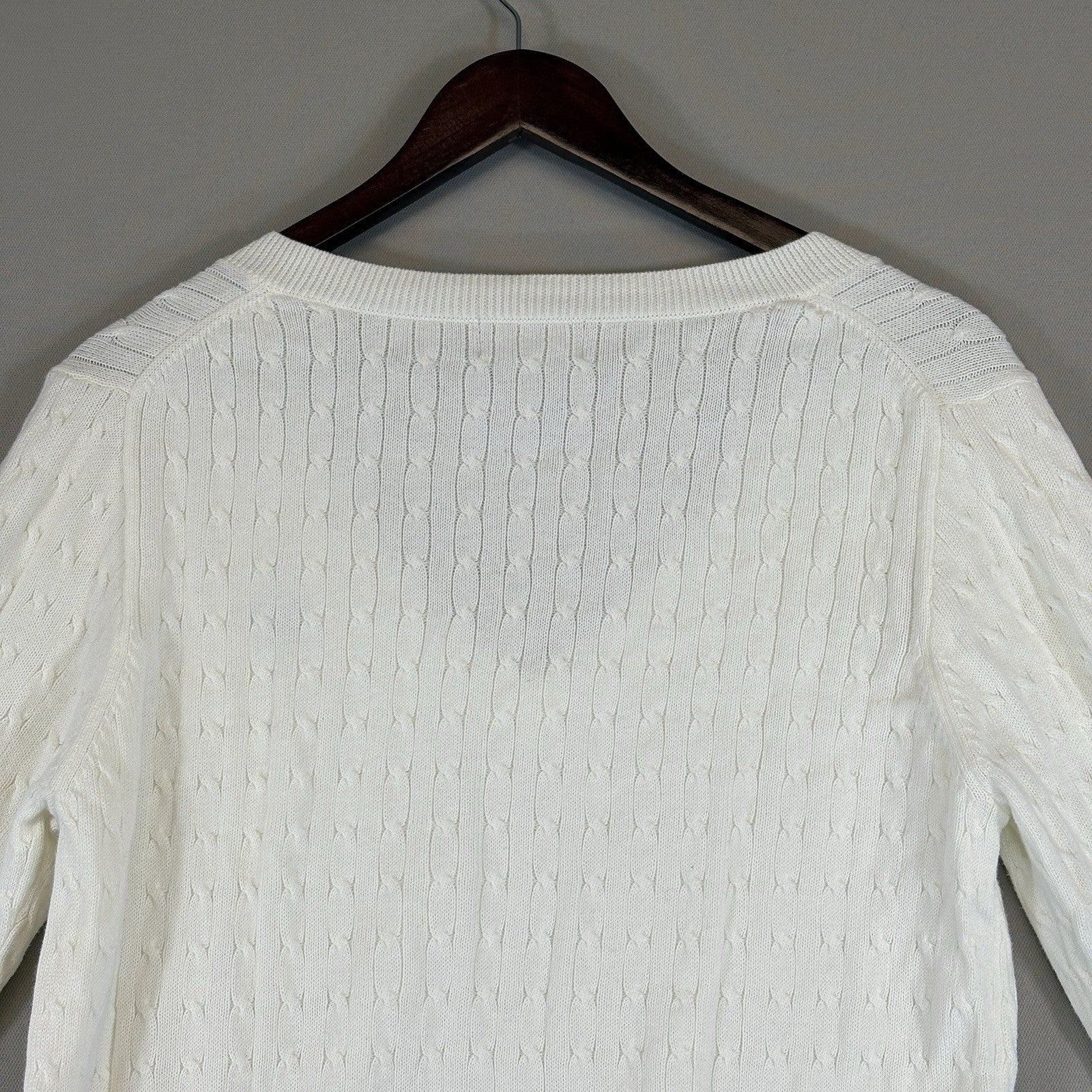 Ralph Lauren Polo Jeans Co Womens XL Sweater V Neck Cable Knit RL Logo