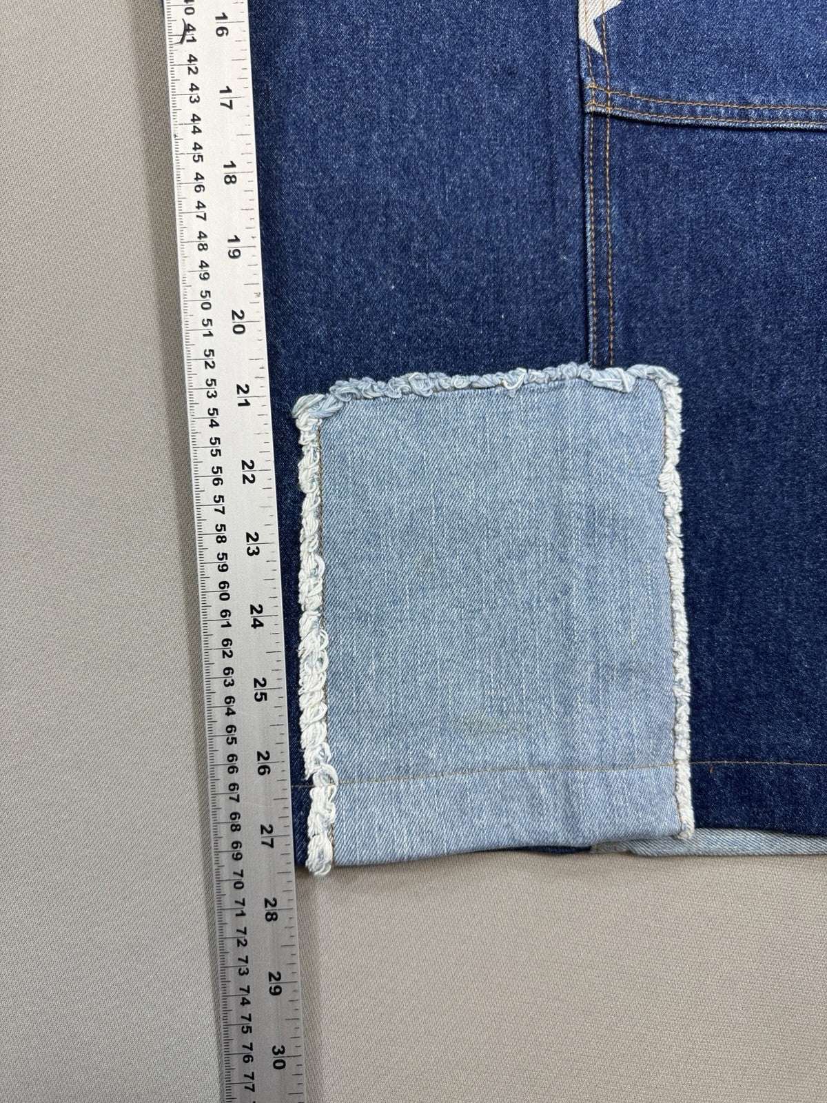 Vintage Baggy Y2K Jeans Mens 38x32 Blue Denim Patchwork USA Flag