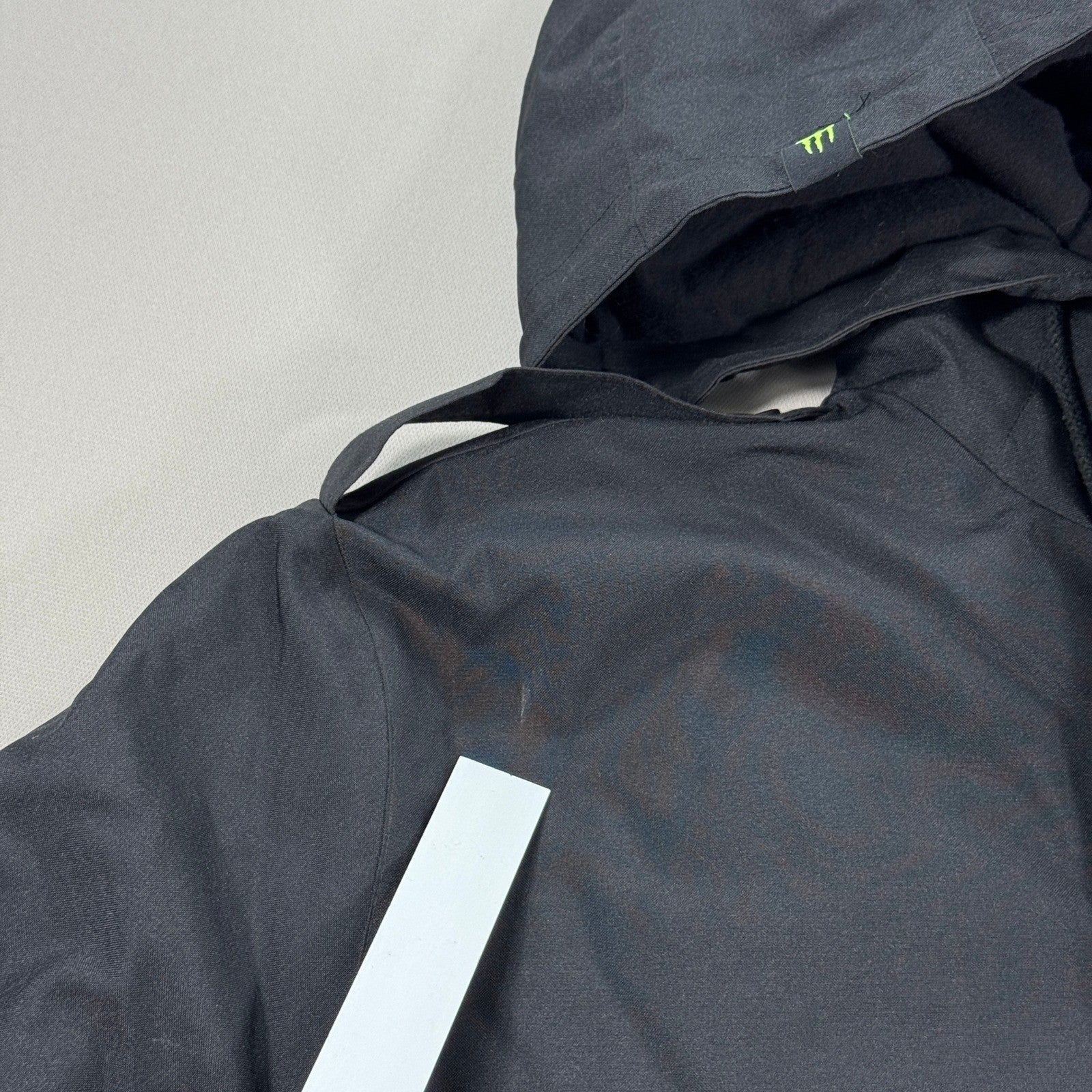 Monster Energy Winter Coat mens XL Black Hooded Fleece Lined Heavy Snap