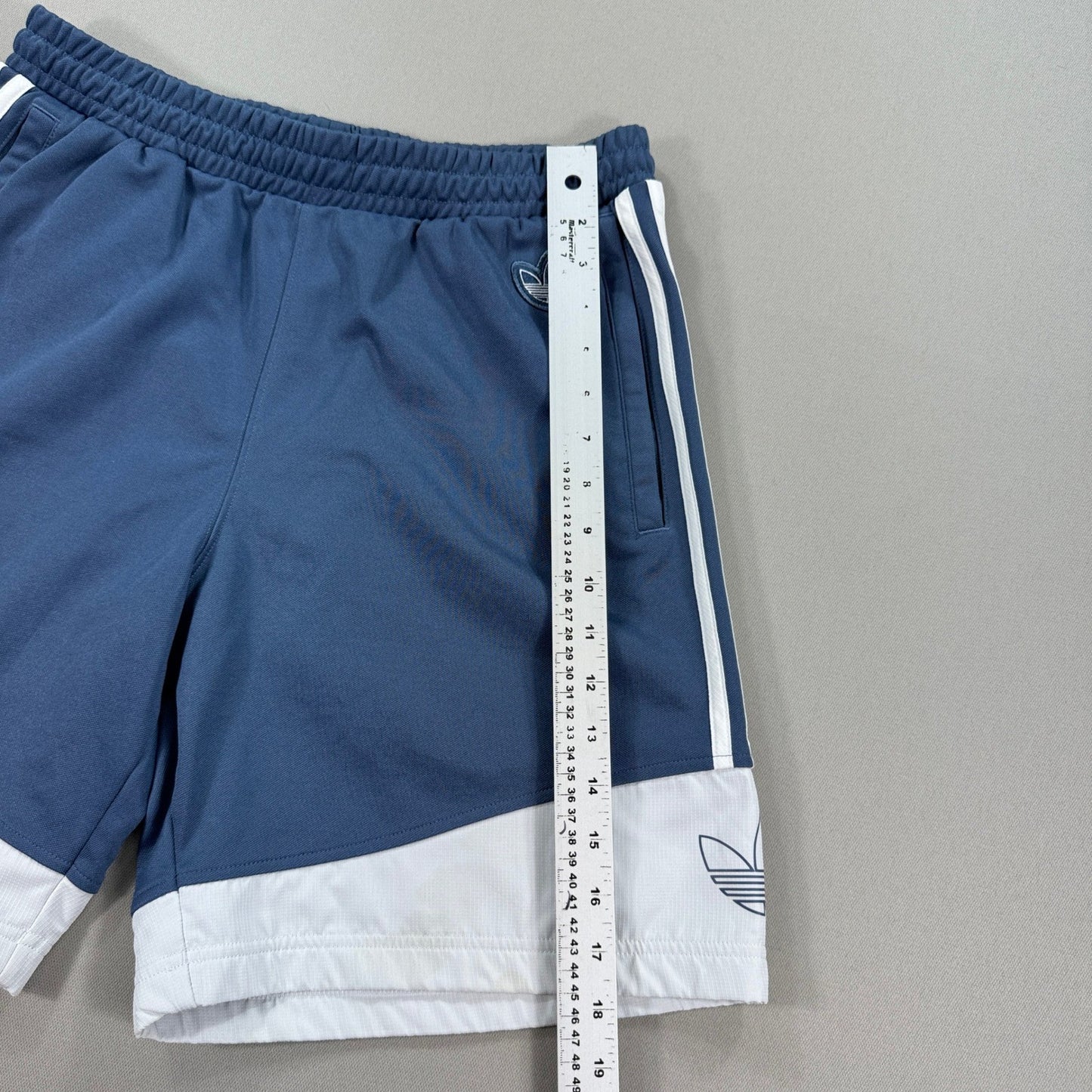Adidas Bandrix Shorts mens Medium Blue White 3-Stripe Drawstring