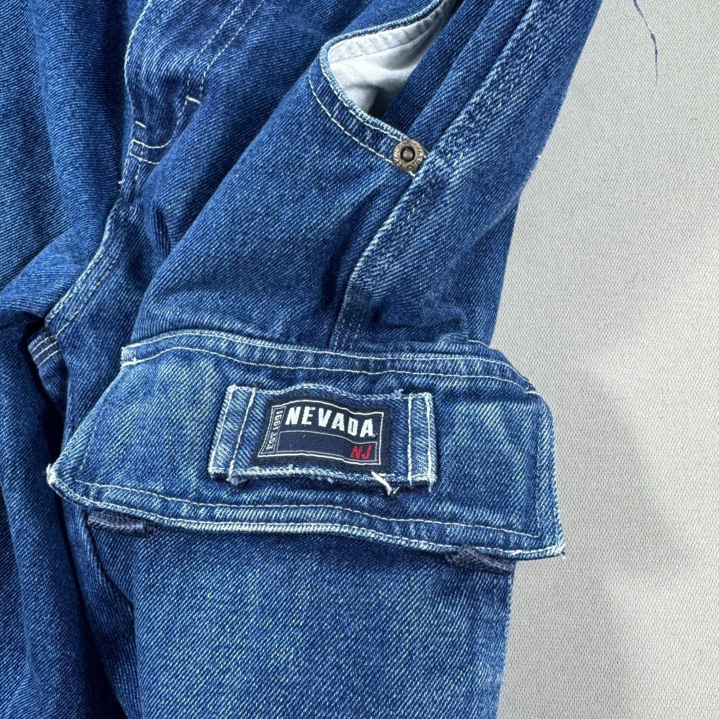 Nevada Denim Cargo Shorts Relaxed Fit Baggy mens Size 34 Blue Carpenter Utility