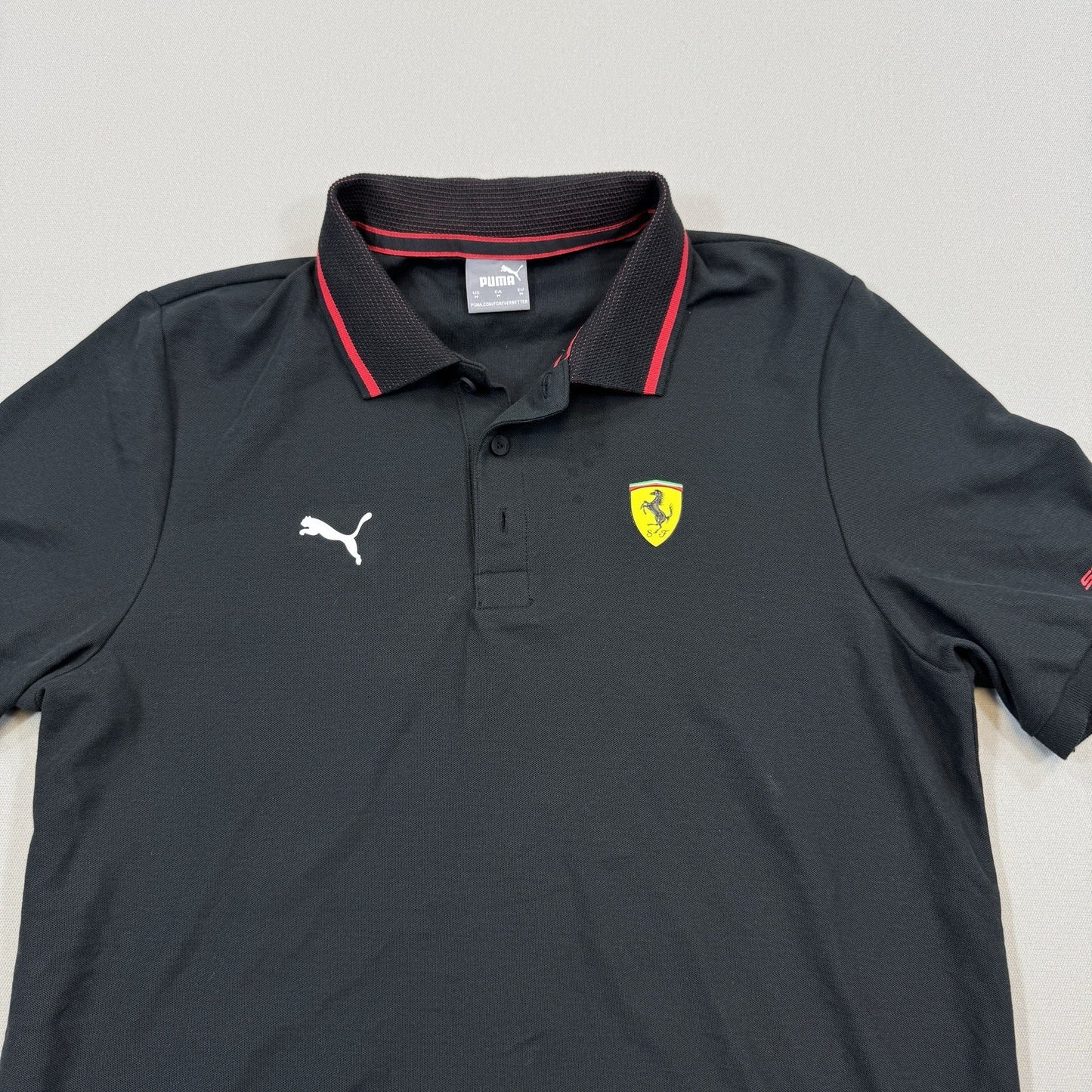 Puma Scuderia Ferrari Race Polo Shirt mens Medium Black Regular Fit Collared