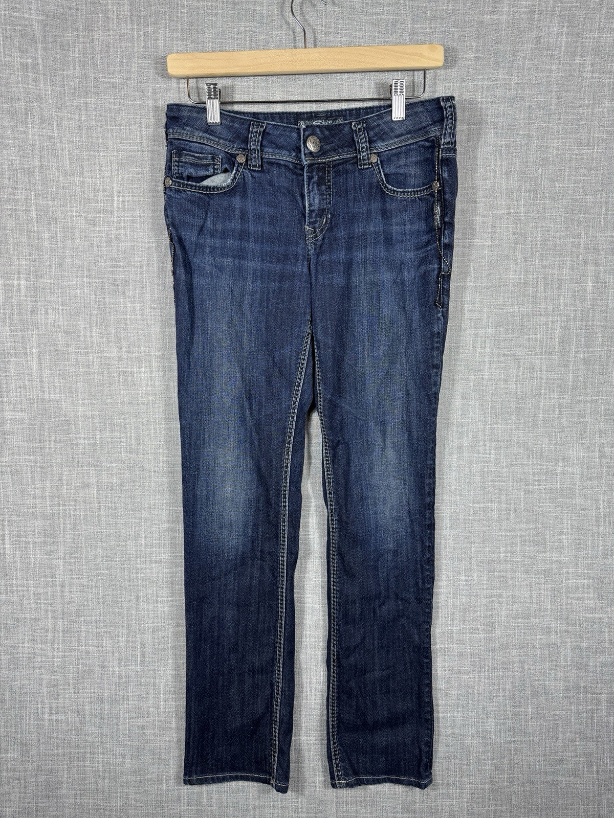 Silver Jeans Suki Slim Beaded Y2K Blue Distressed Womens 27x31