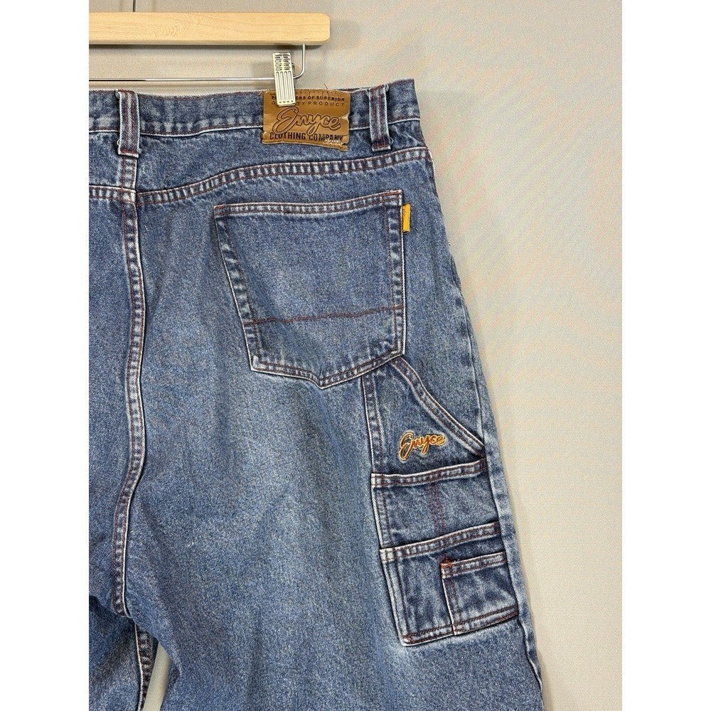 Enyce Jean Shorts Y2K Mens Size 42 Blue Denim 90s Hip Hop Skater Wide Leg