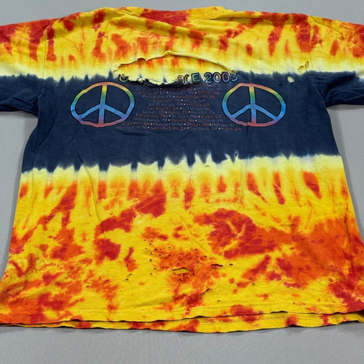 Vintage Neil Young Crazy Horse Band Tour T Shirt Medium Tie Dye Thrashed