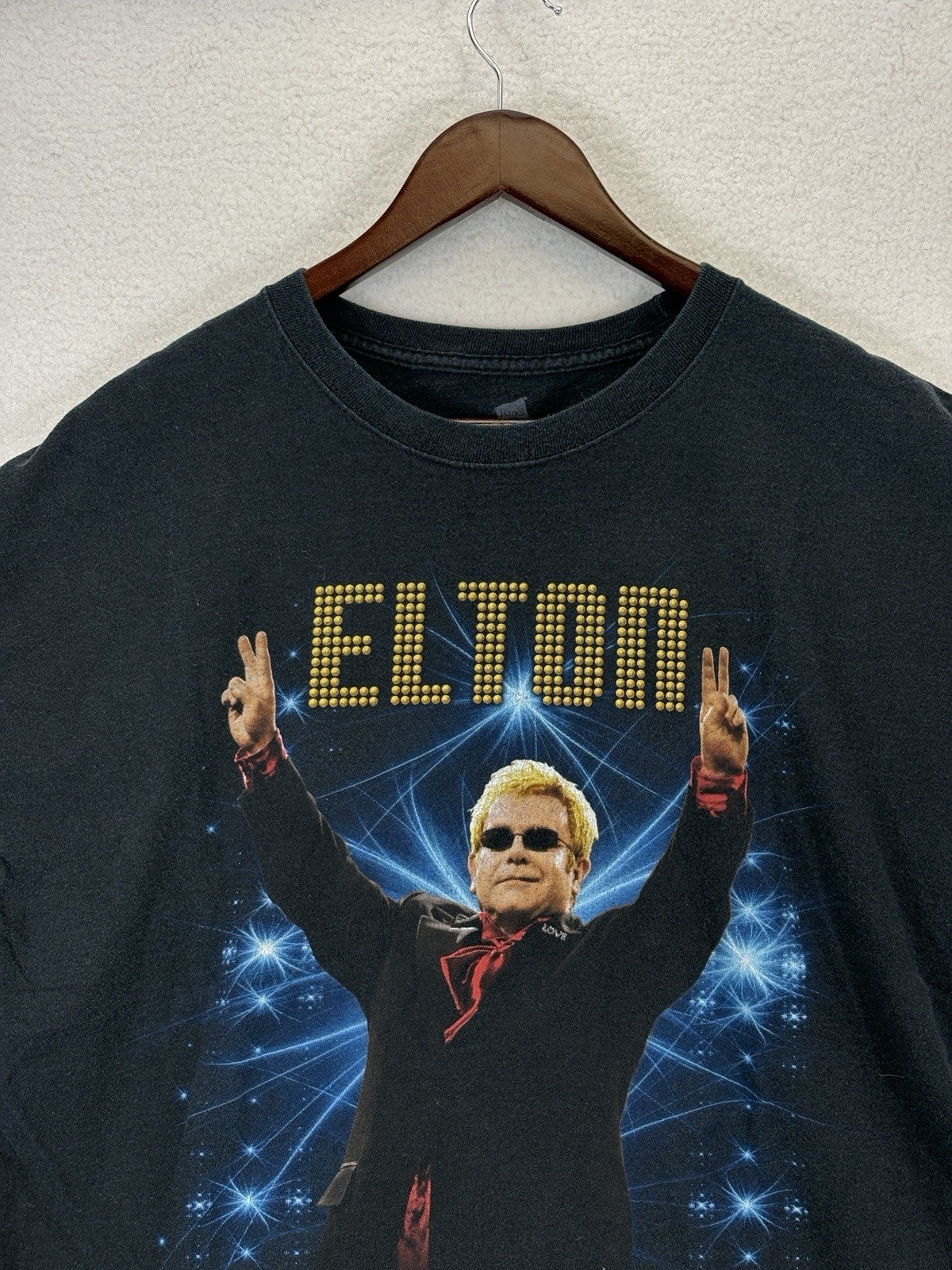Elton John 2011 Rocket Man Tour T-Shirt Hanes Black Heavy Mens XL