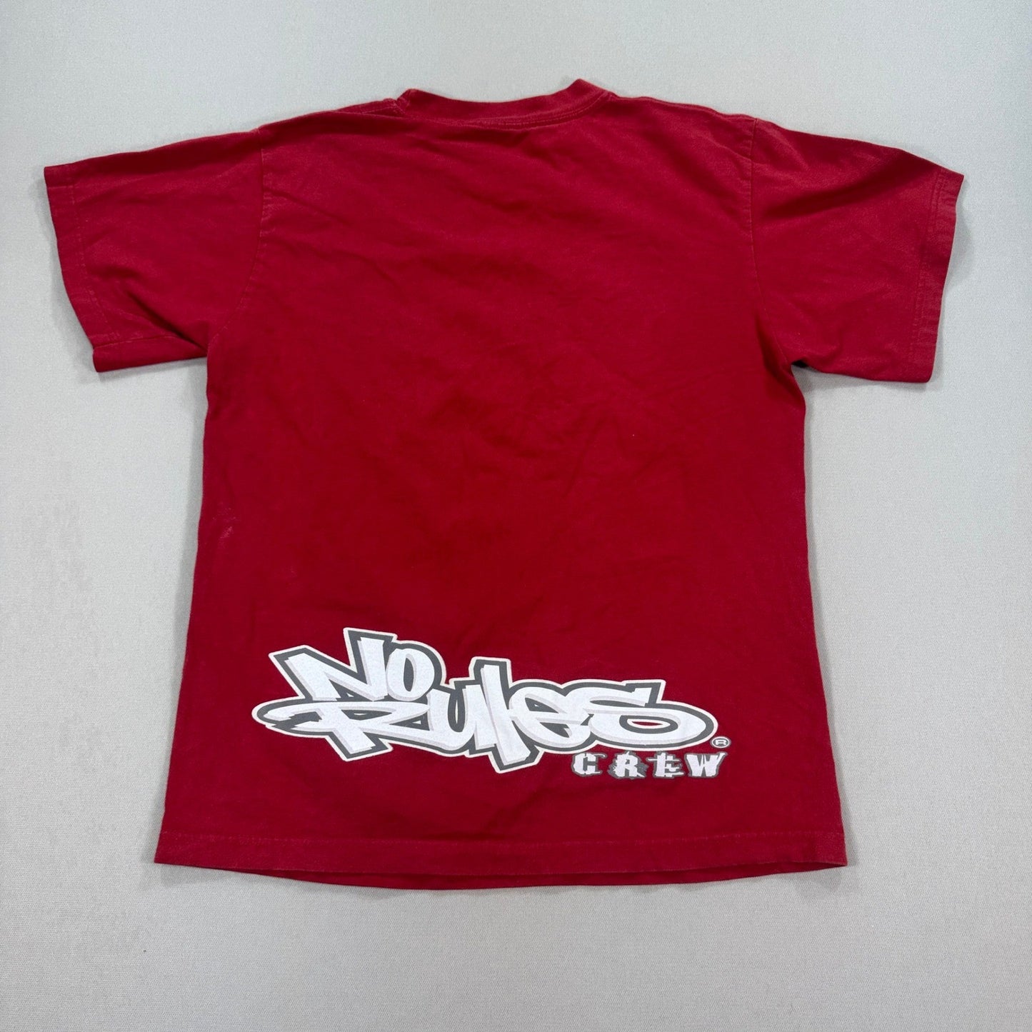 No Rules Crew T-Shirt One Eye Jack Graphic Print Size Small Red Short Sleeve