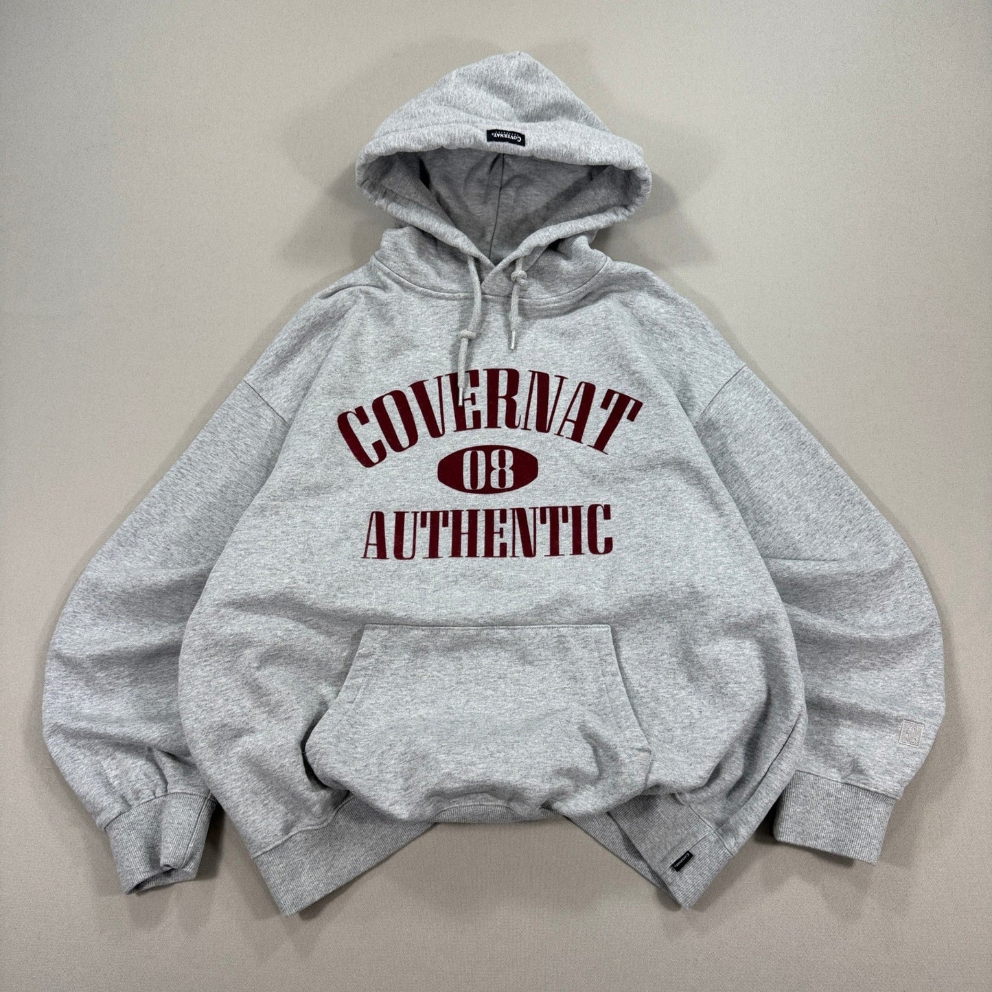 Covernat Authentic Hoodie Oversized Fleece mens Large Gray Sweatshirt Spell Out