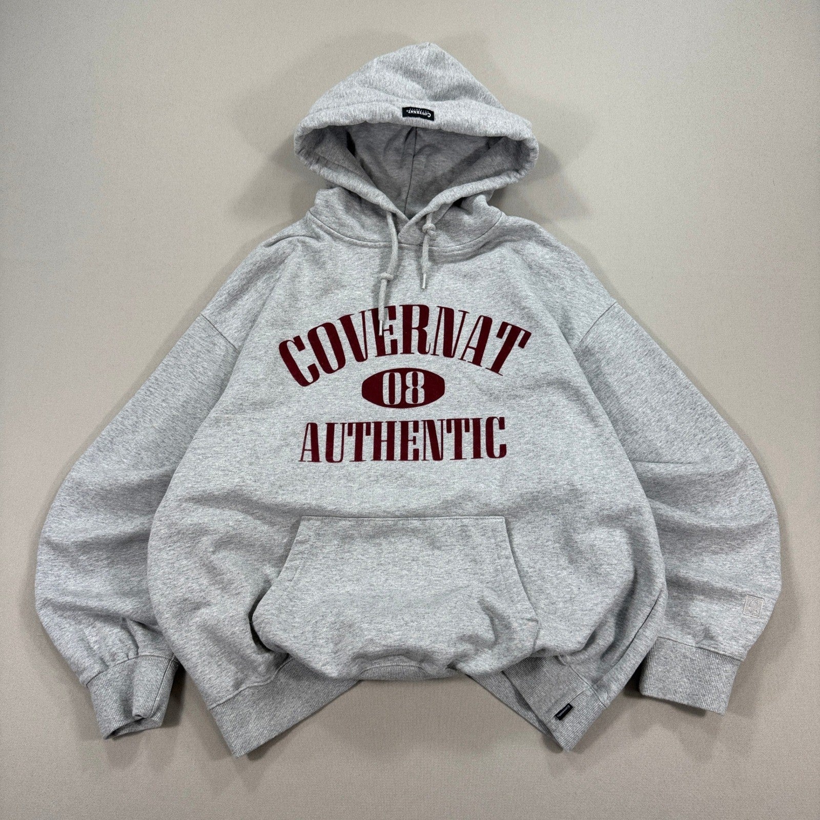 Covernat Authentic Hoodie Oversized Fleece mens Large Gray Sweatshirt Spell Out