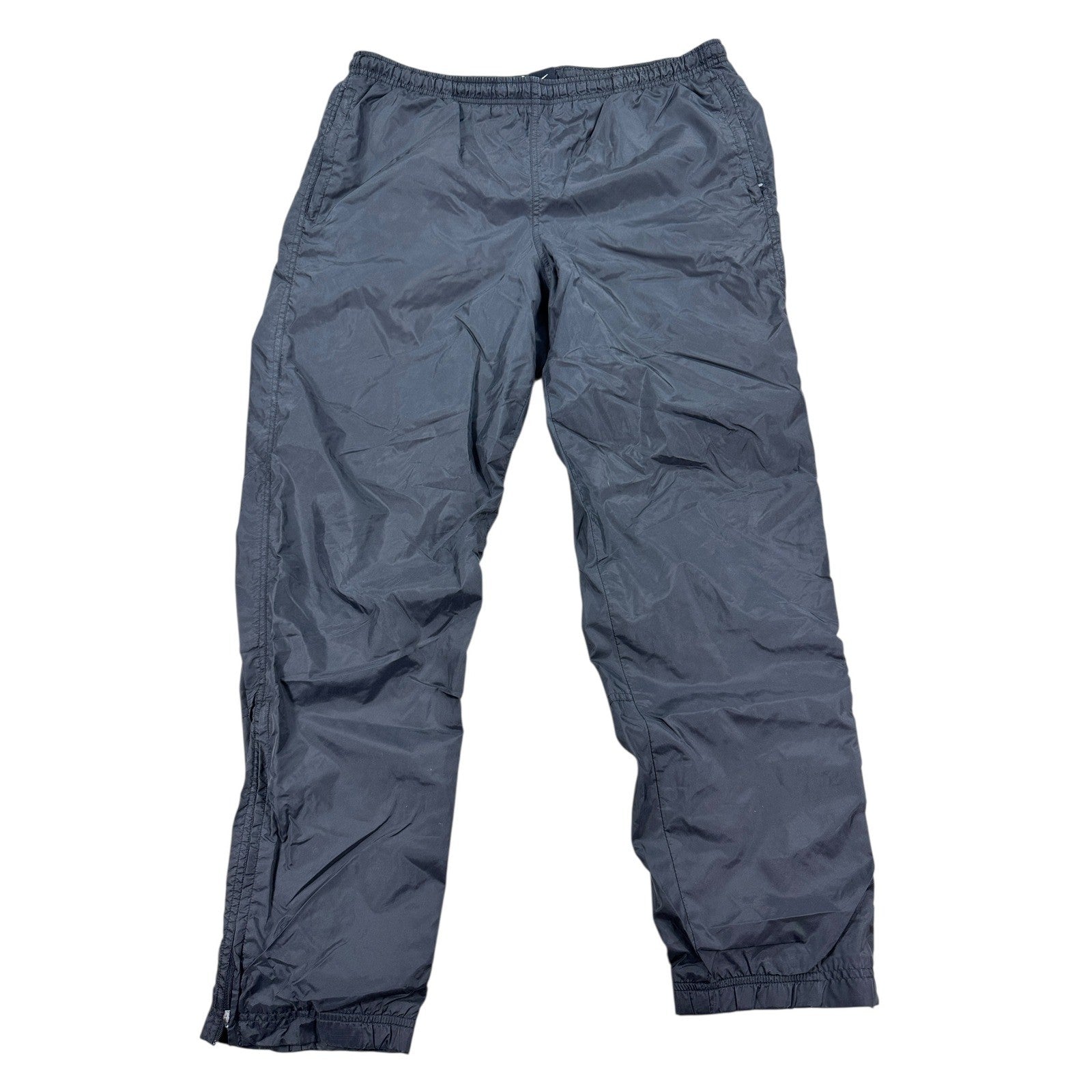 VTG Nike Track Pants Men's Large Black Zip Ankle Pockets Drawstring Windbreaker