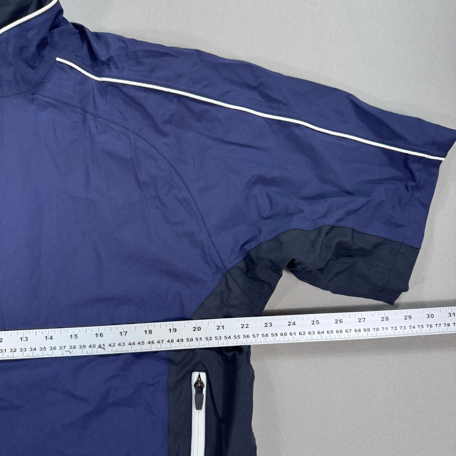 FootJoy DryJoys Tour Collection Short Sleeve Jacket mens M Blue 1/2 Zip