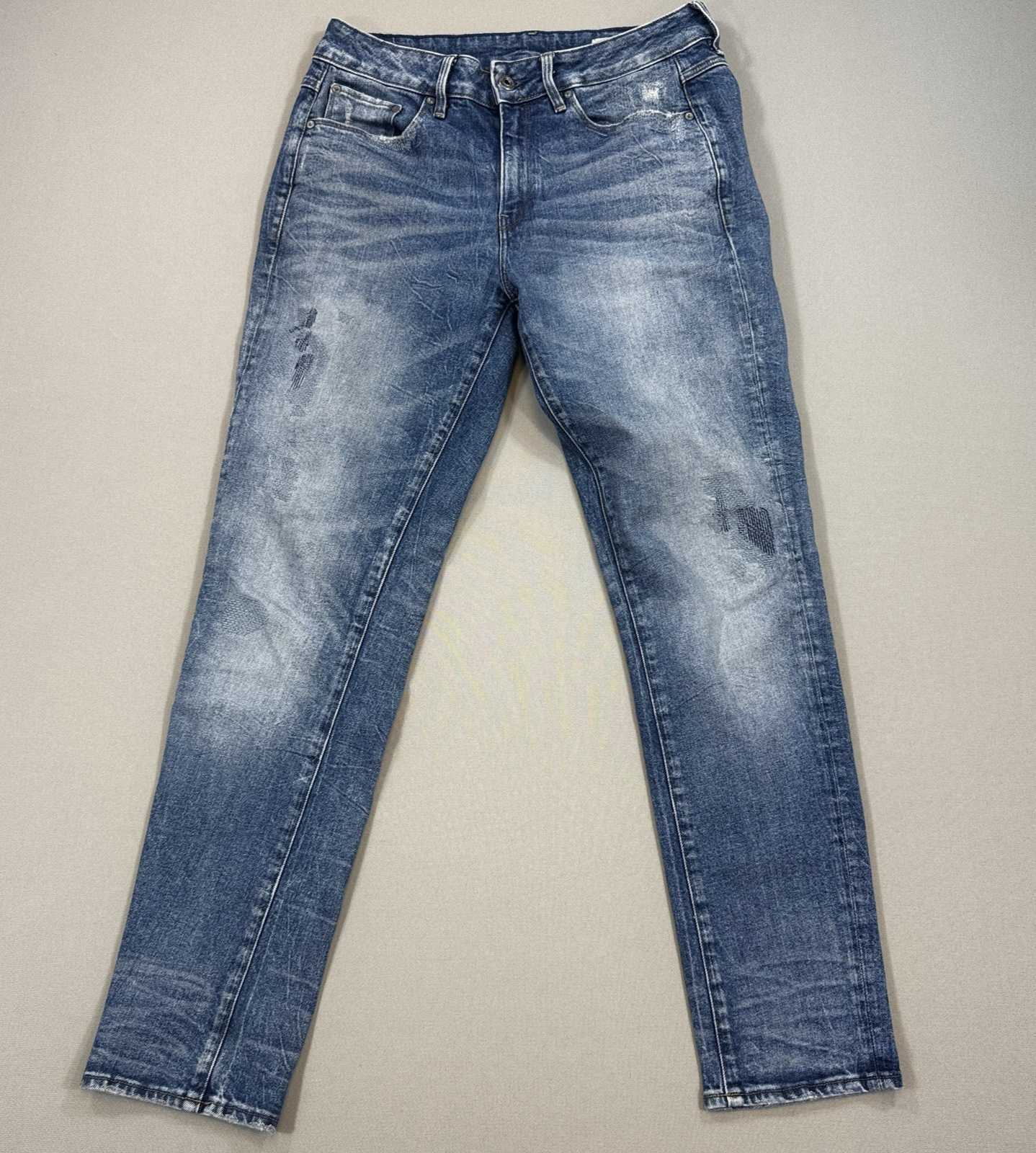 G-Star RAW 3301 Mid Waist Boyfriend Jeans Womens 27x32 Blue Denim Medium Wash