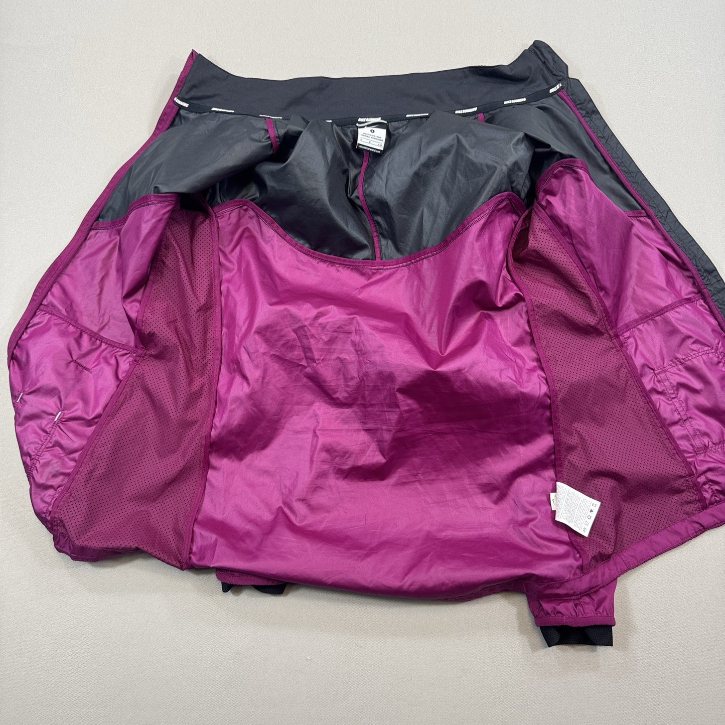 Vintage Nike Running Jacket Womens Small Purple Black Full Zip Windbreaker